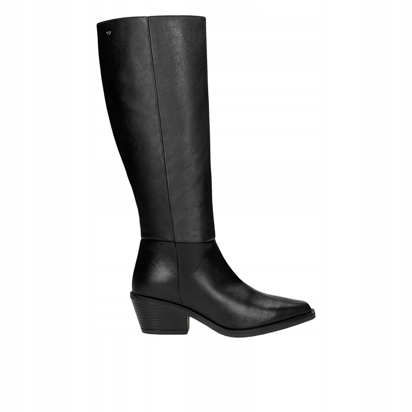 Kozačky Kožené černé dámské boty na širokém podpatku kozačky Wojas vel. 37