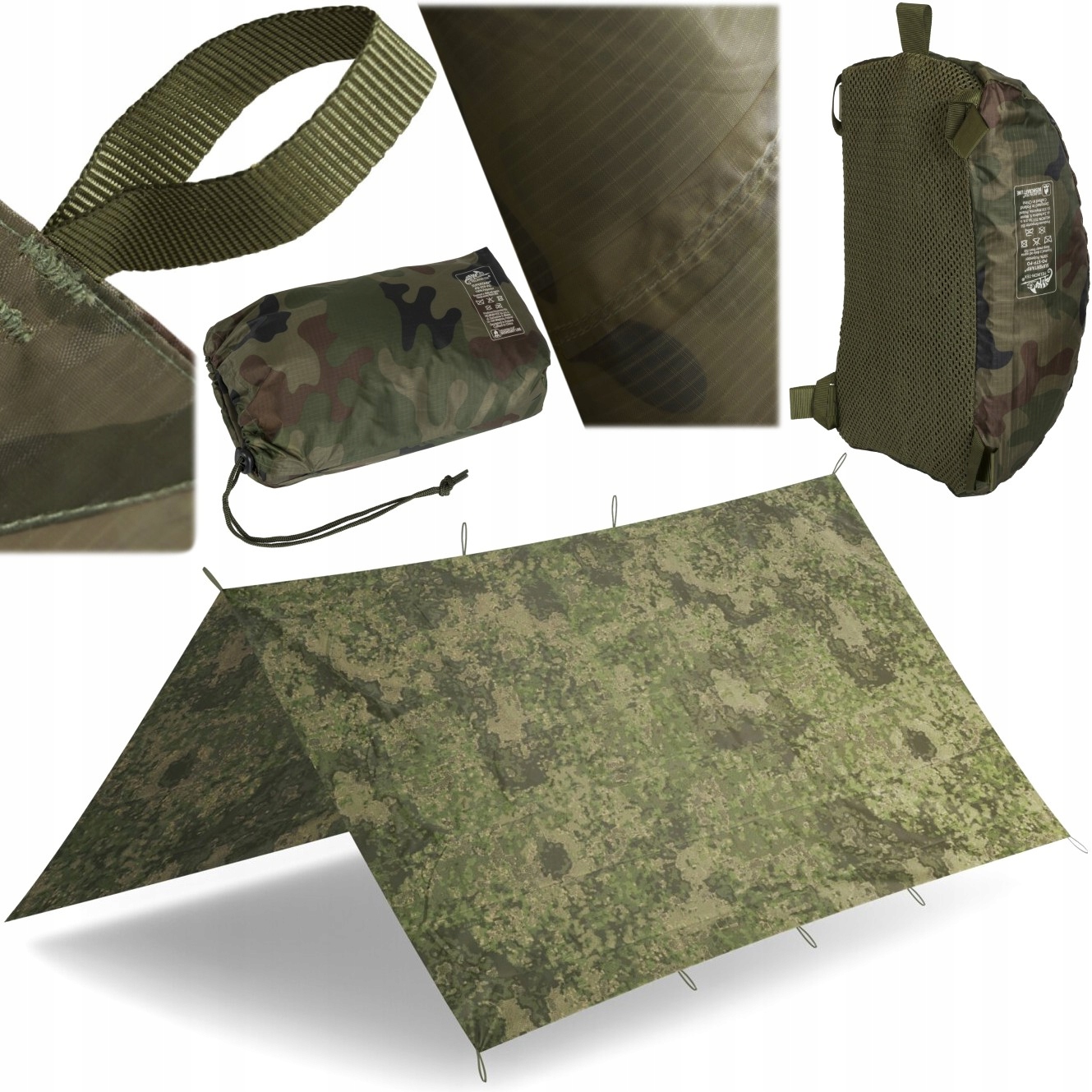 Plachta na kempování Helikon Supertarp Polyester Ripstop PenCott WildWood 3x3 m