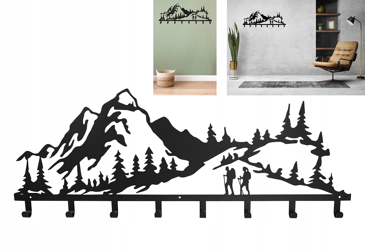 Nástěnný věšák na oblečení Hory les Kovový kov 80 cm Pár