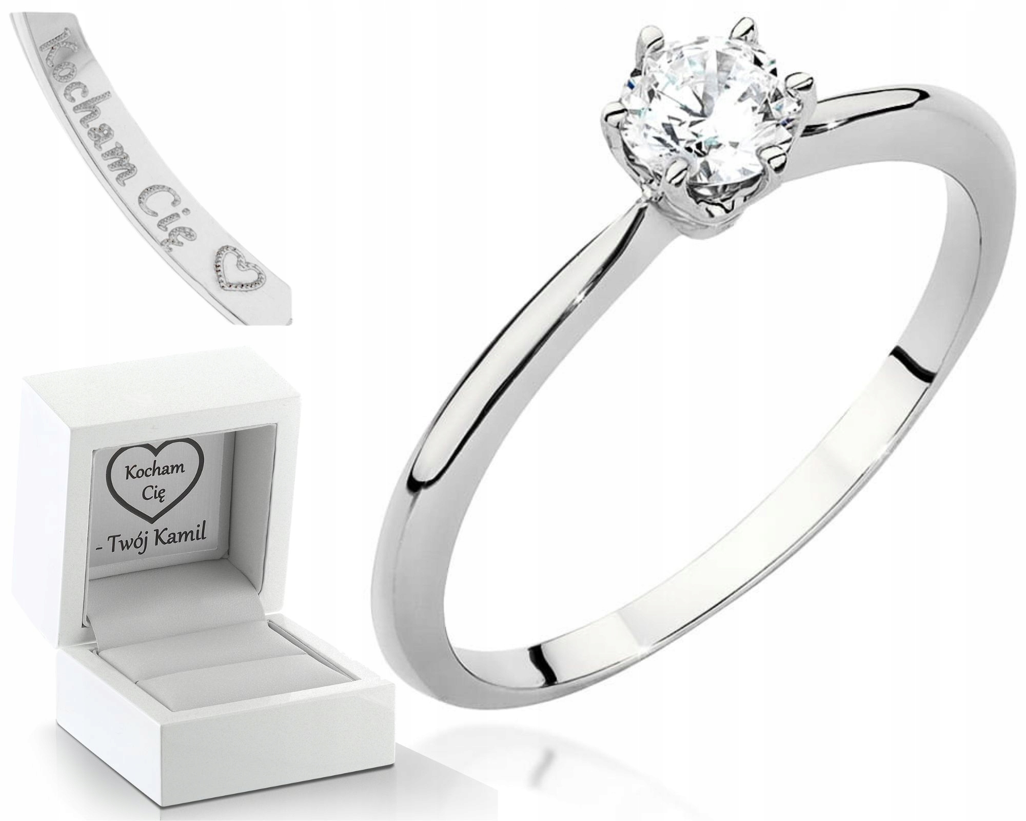 Bílé Zlato Prstýnek S Briliantem 585 Gravírování