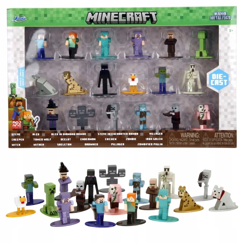 Minecraft metalowe figurki 18-pak duży zestaw figurek z gry 18 postaci
