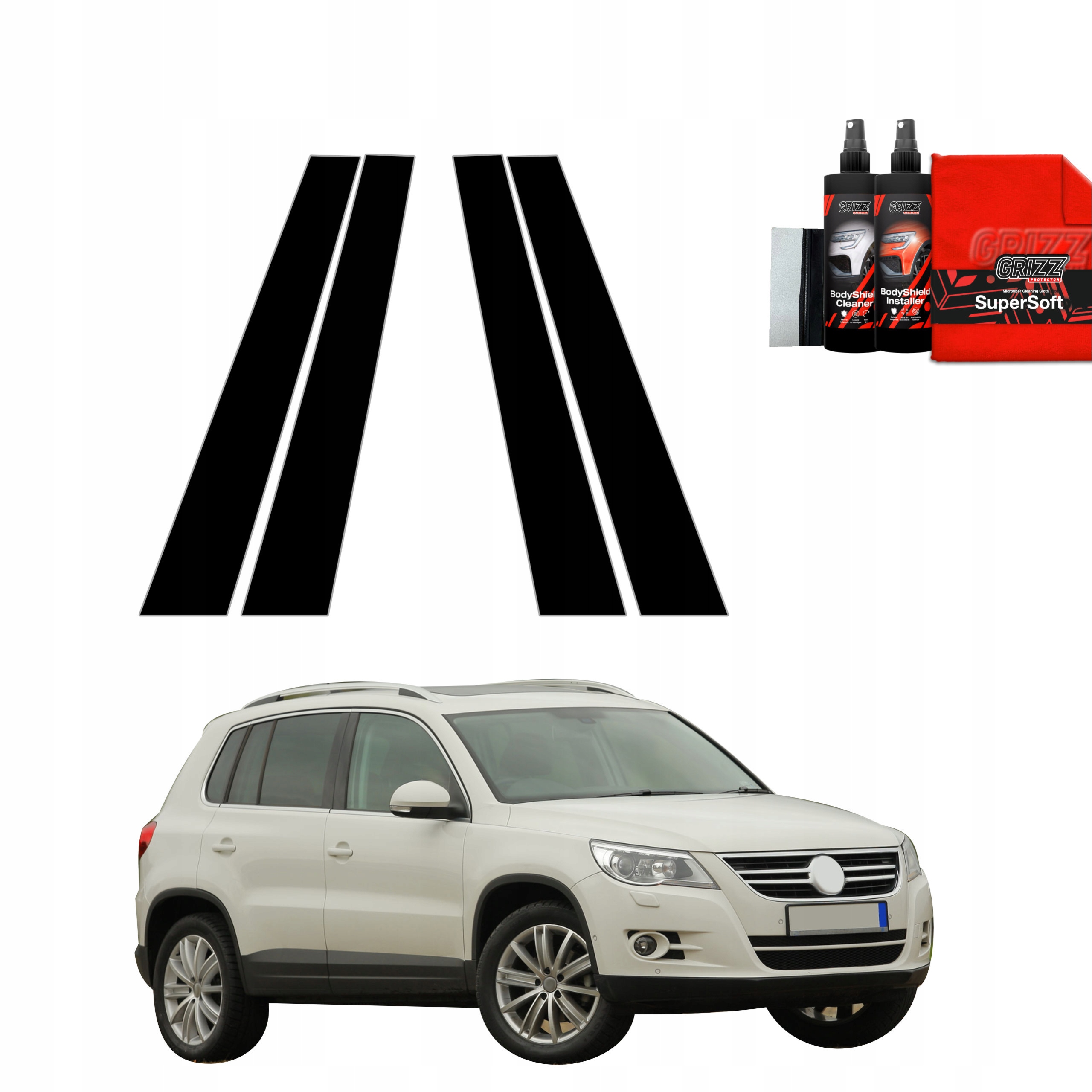 4v1 Černá fólie na sloupky pro Volkswagen Tiguan Kombi 5D (2007-2011)