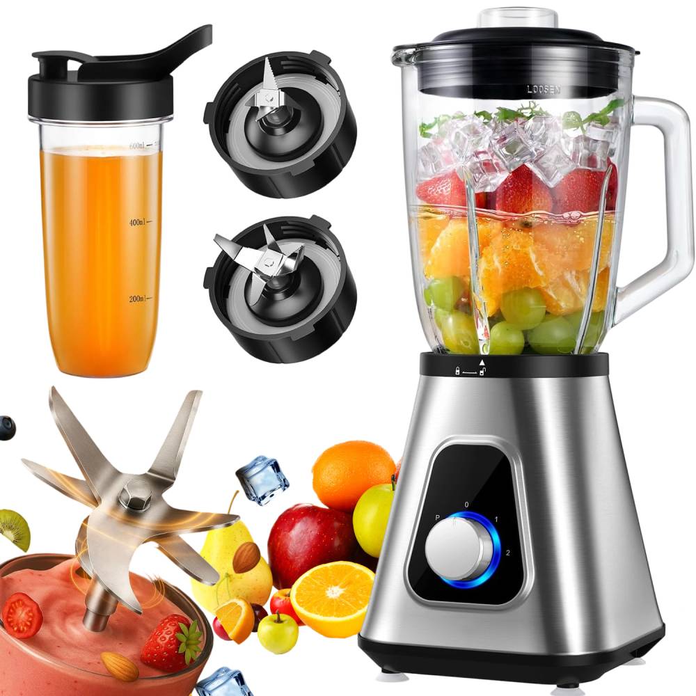 1.5 L Elektrický Mixér Na Ovoce A Led, 1300 W, 3 Rychlosti