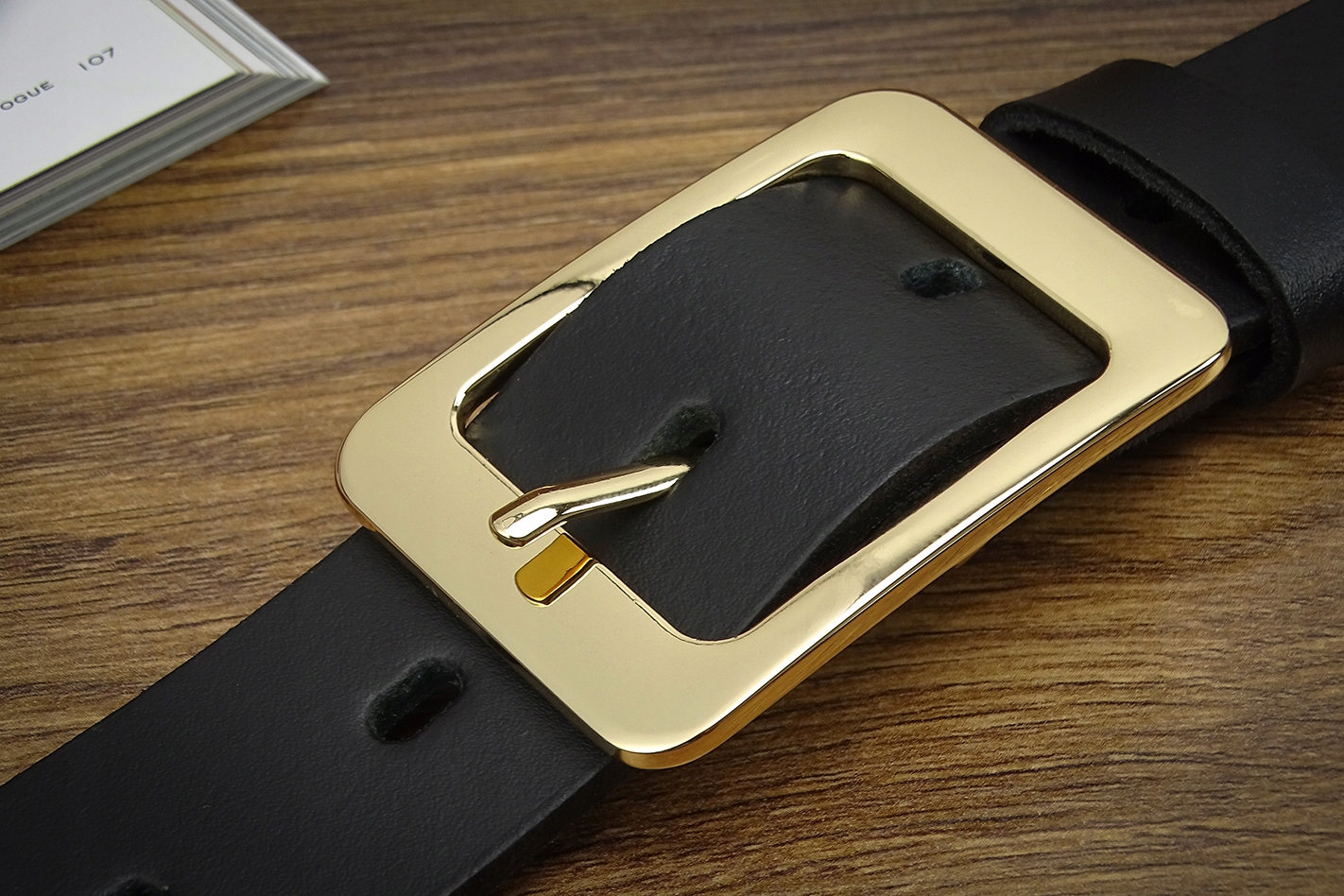 Damski skórzany Pasek Gracio KLAMRA ZŁOTA czarny Długość bez klamry 140 cm