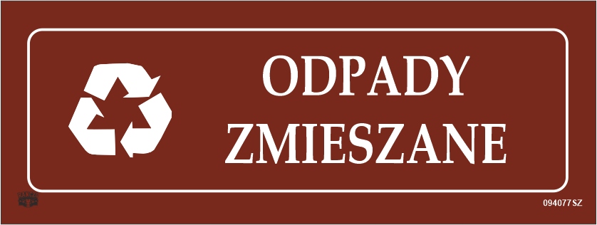 TABLICA TABLICZKA INFO. "ODPADY ZMIESZANE''