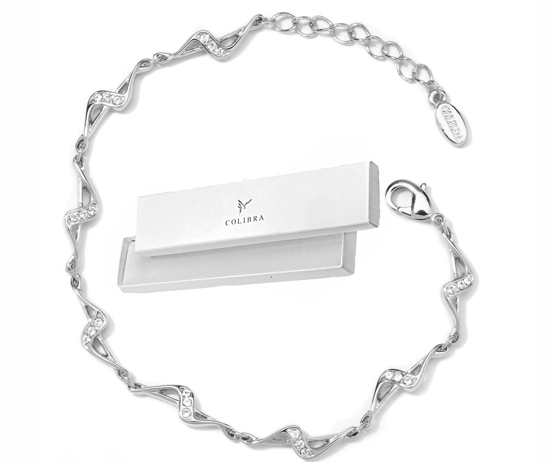 Jemný Stříbrný Náramek S Krystaly Swarovski Colibra