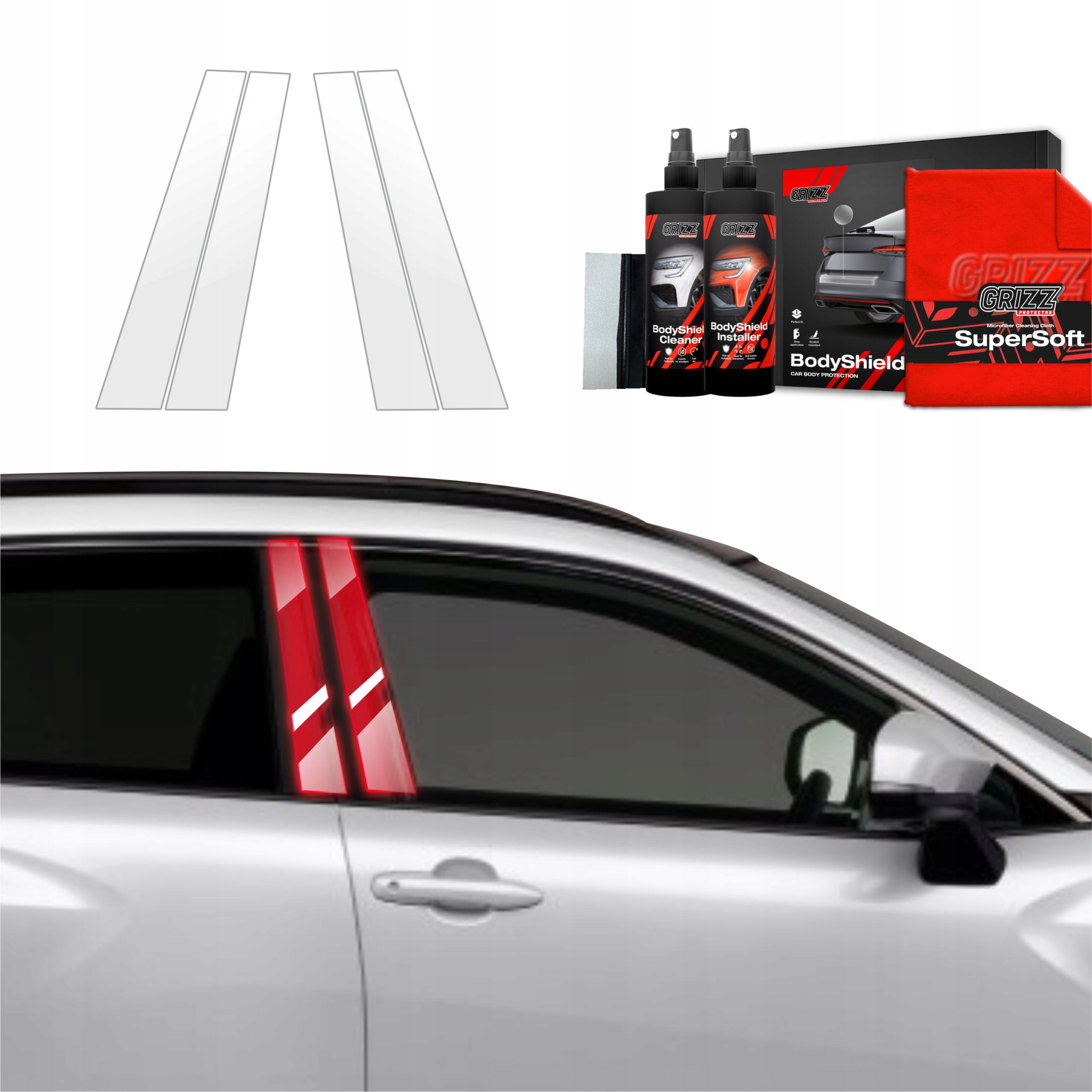 4v1 Fólie Ppf na sloupky pro Toyota Corolla Cross (2022-2025) Grizz