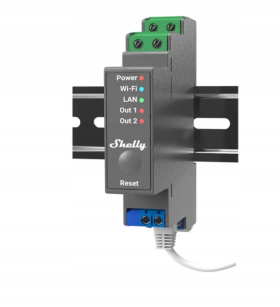Ovládač Shelly Pro 2-kanálový Wifi Lan 2 x bezpotenciálový kontakt