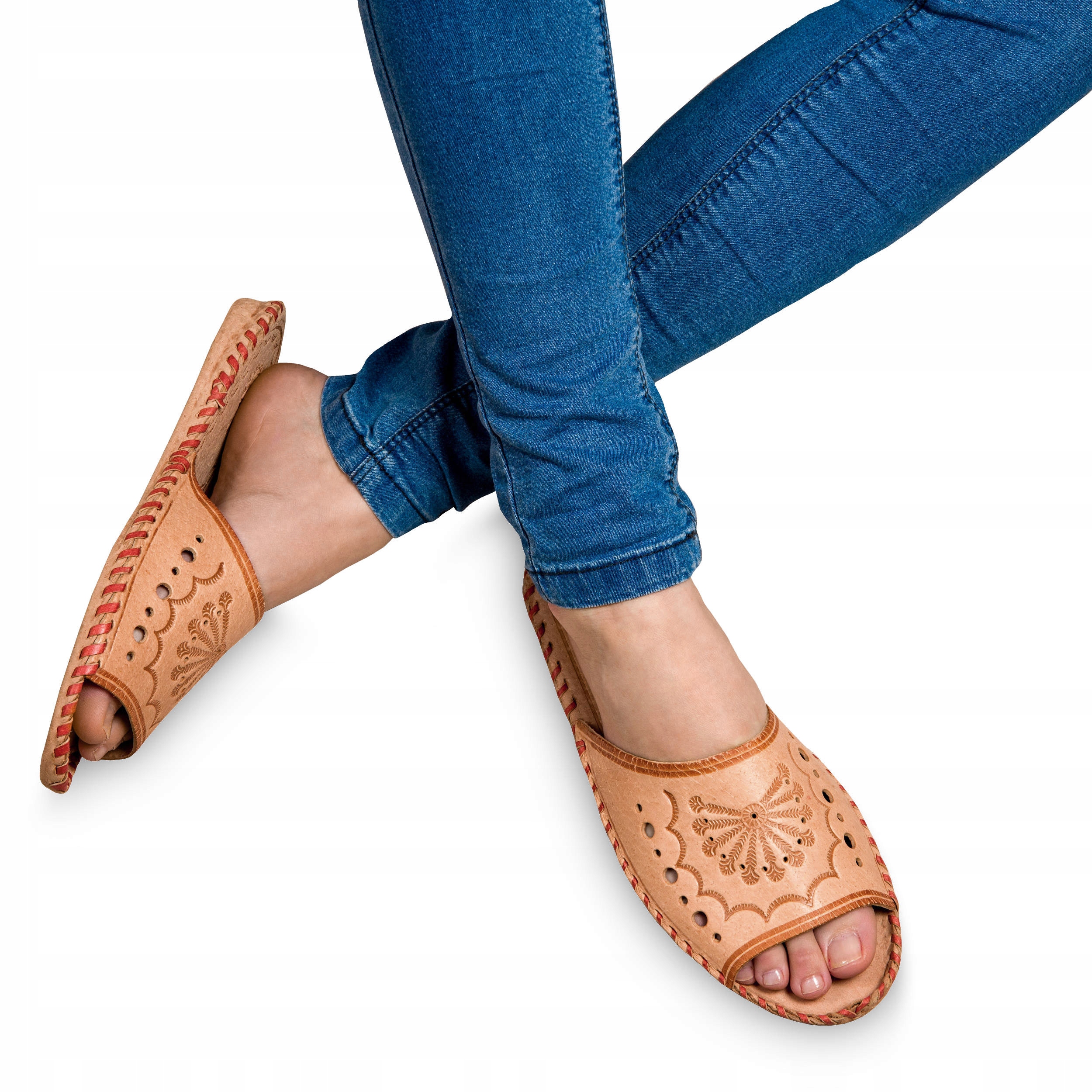 KAPCIE DAMSKIE SKÓRZANE GÓRALSKIE ODDYCHAJĄCE r.38