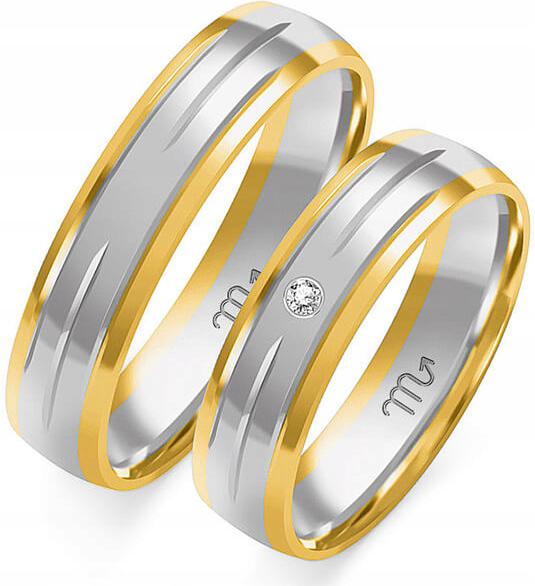 Moderní zlatý snubní prsten 585, 23 24 25, jedinečný vzor gravírování 14kt