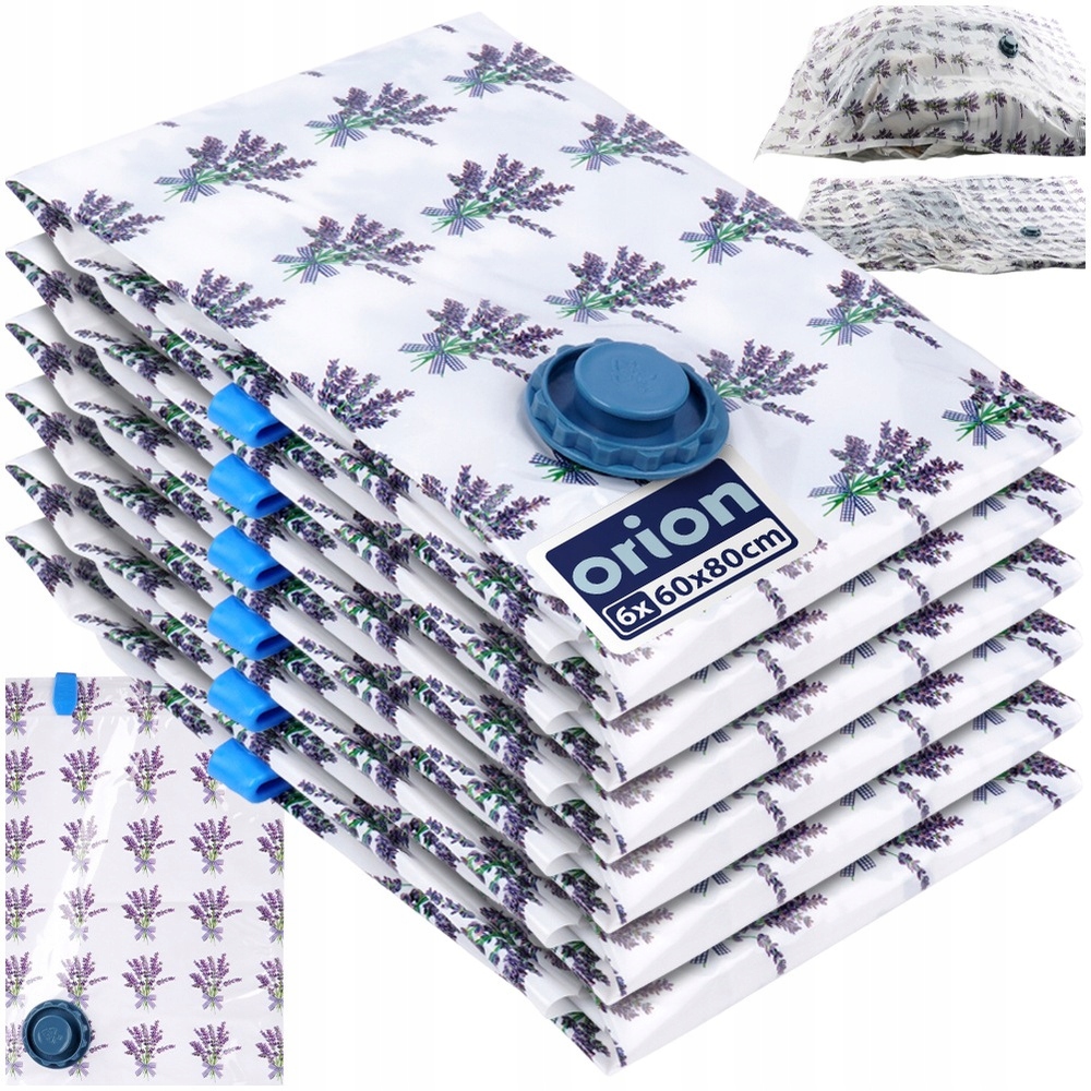 Levně 6 x Vakuové sáčky na oblečení povlečení s vůní levandulové deky 60 x 80 cm