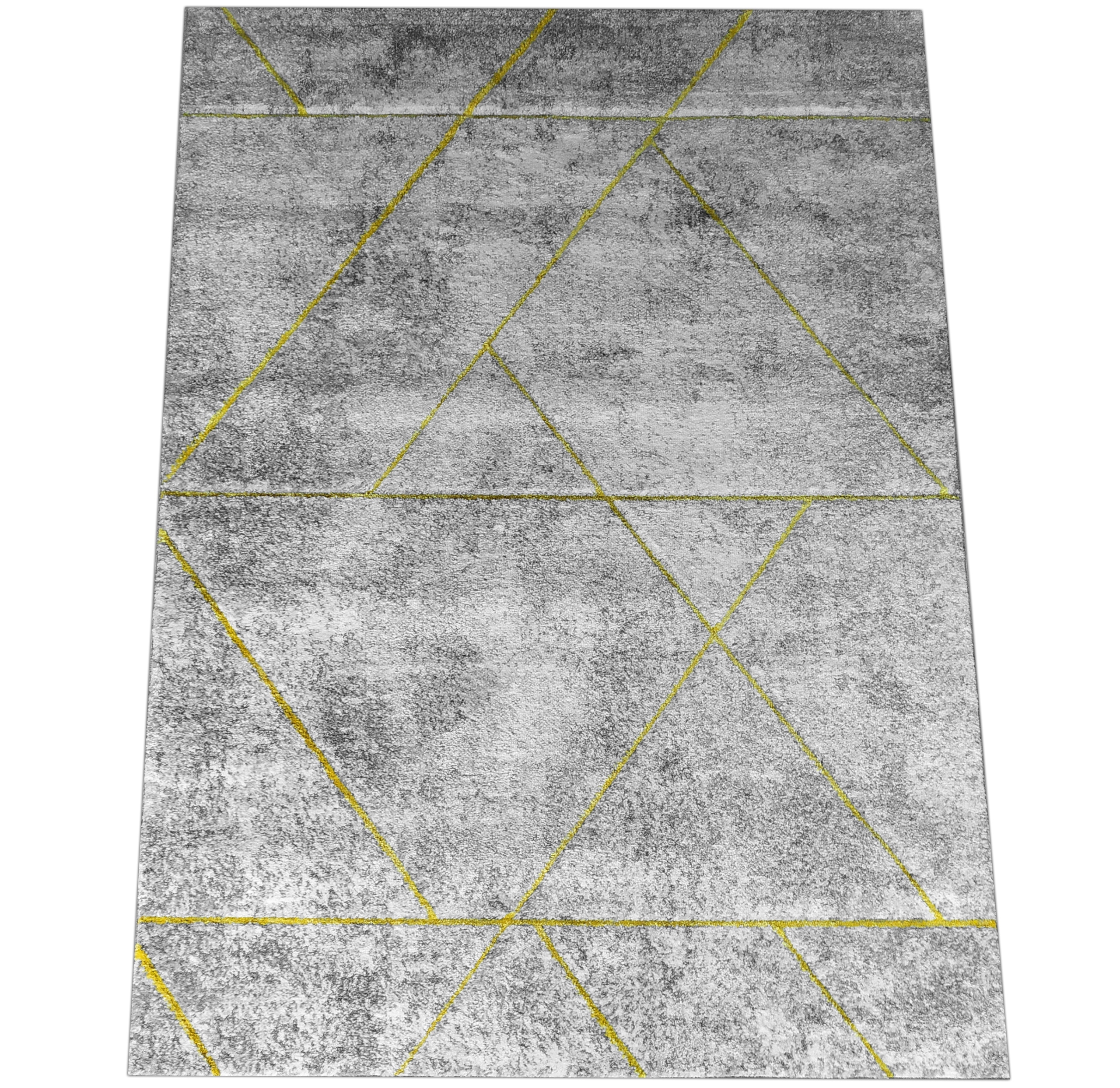 Koberec 120x170 Hrubý Fryz Industrial Sivý Žltý