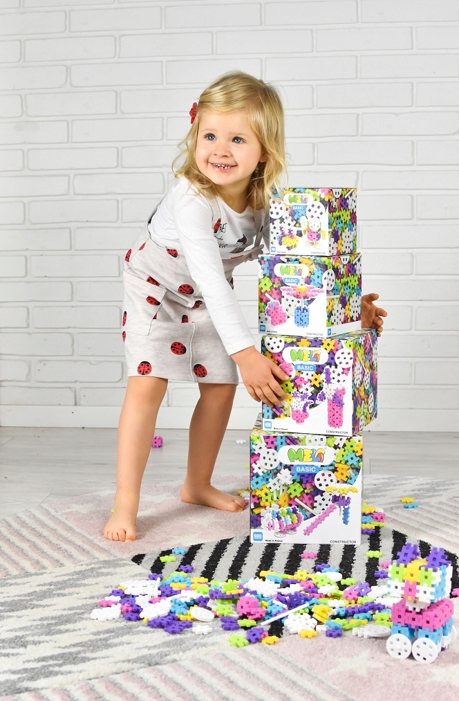 KLOCKI WAFLE MELI CONSTRUCTOR PINK 100 ELEMENTÓW Płeć chłopcy dziewczynki