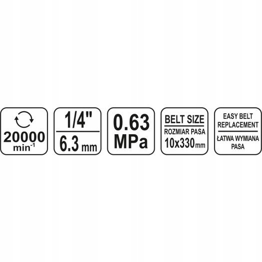 TAŚMOWA SZLIFIERKA PNEUMATYCZNA 10*330MM Ciśnienie robocze 6.3 bar