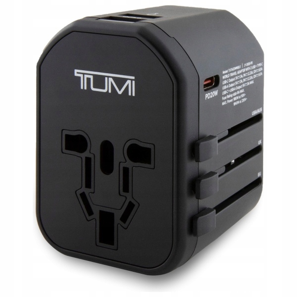 Adapter sieciwoy Tumi Travel Adapter 20W Usb-c 2xUSB-A czarny, podróżny