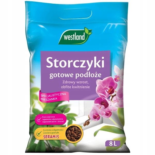 WESTLAND PODŁOŻE ZIEMIA Z SERAMIS KORA SOSNOWA DO STORCZYKA ORCHIDEI 8 L