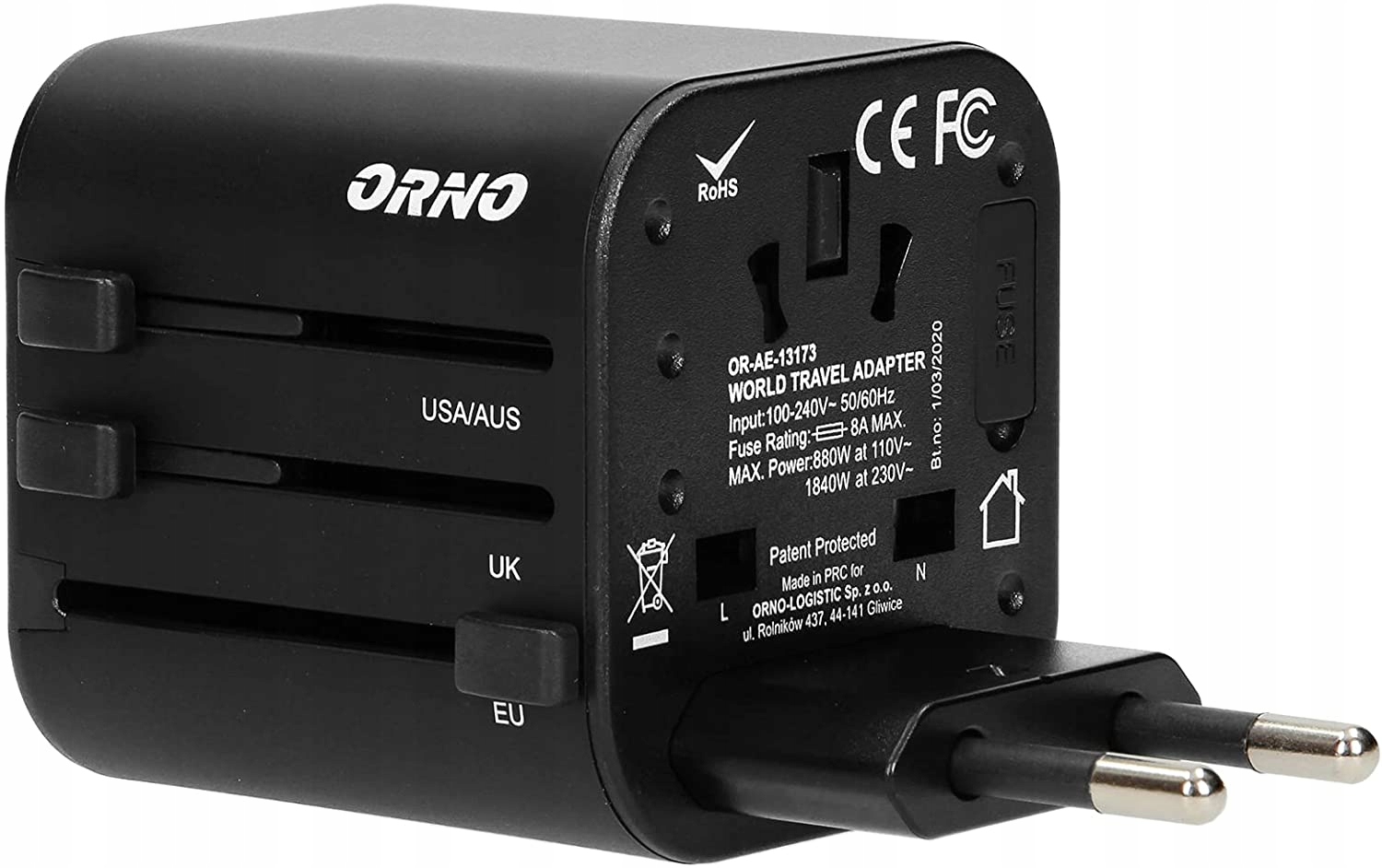 

Adapter Podróżny 200 Krajów Usa/uk/euro/aus