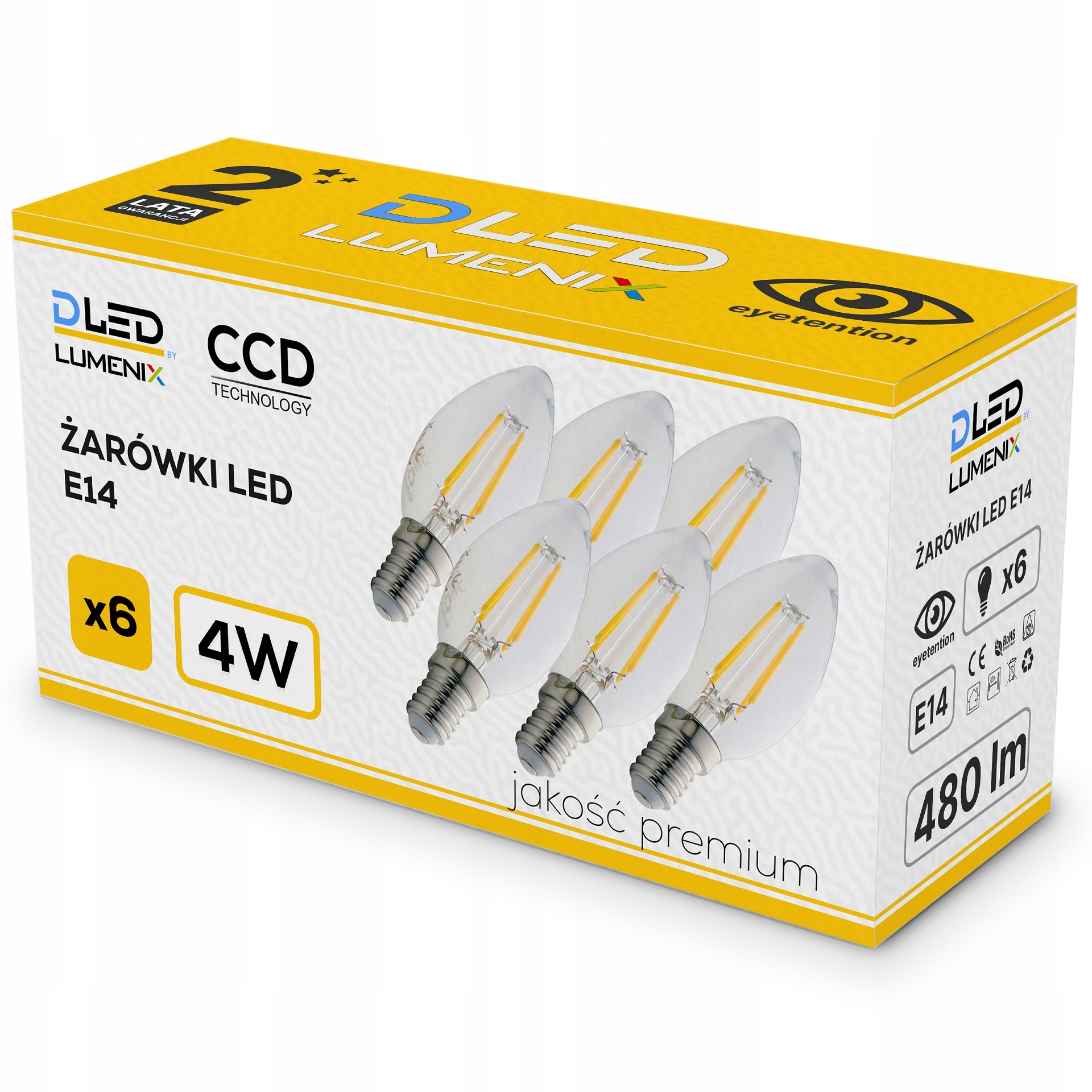 

6x Żarówka E14 Led Filament 4W Ciepła Świeczka