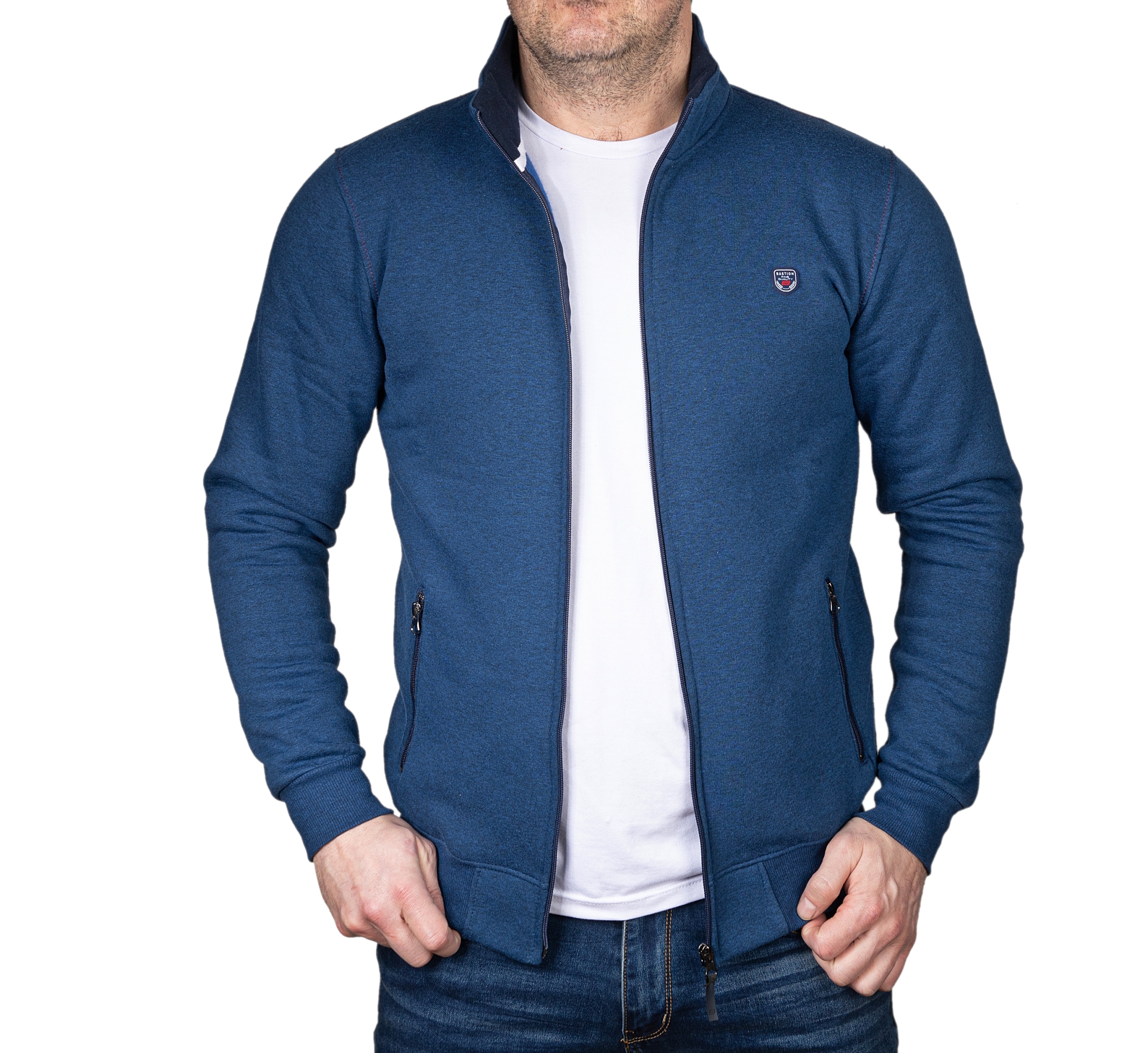 

Bluza męska niebieska na stójce rozpinana 3xl