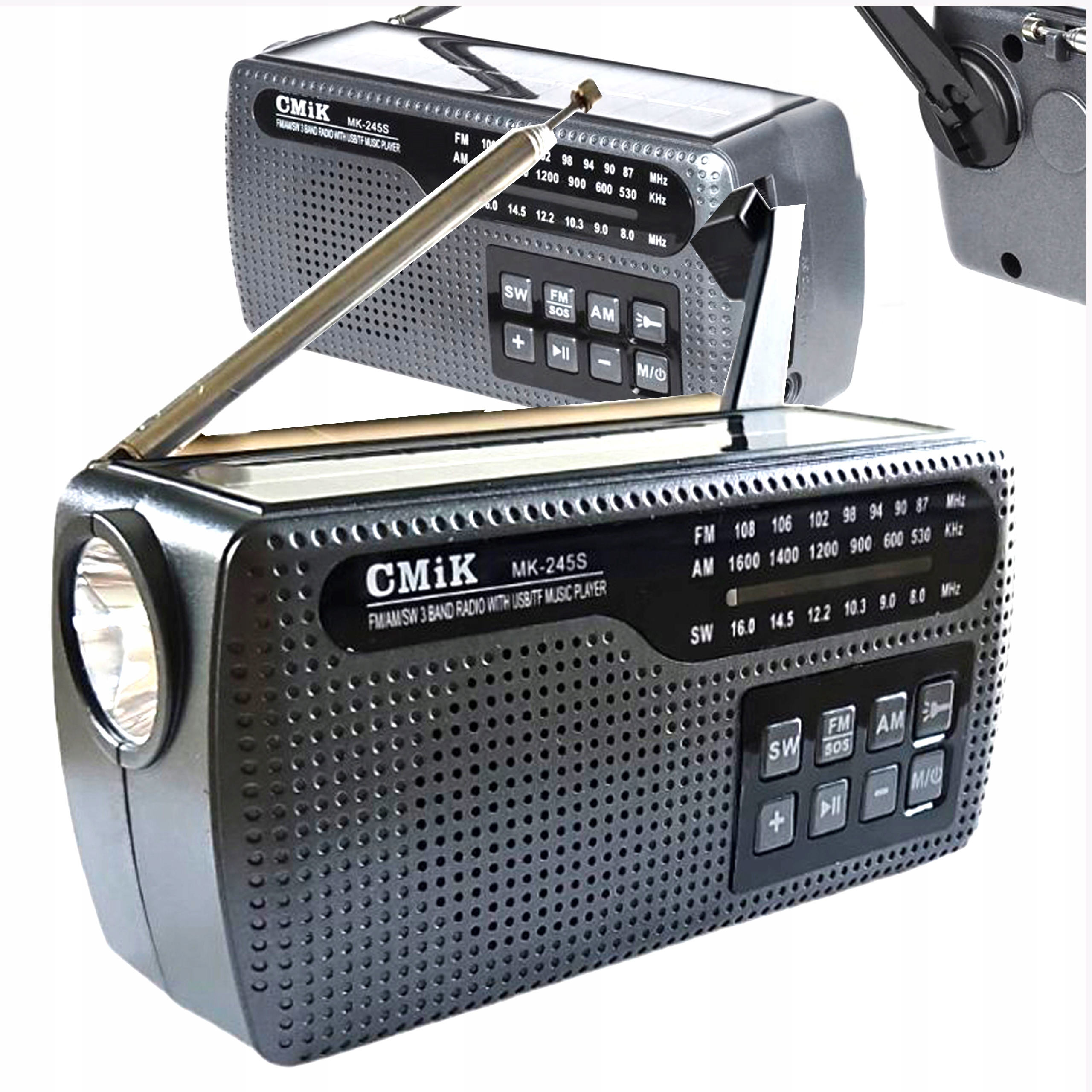 Radio Głośnik Solarne Fm Powerbank Na Korbkę Latarka Survival Survivalowe