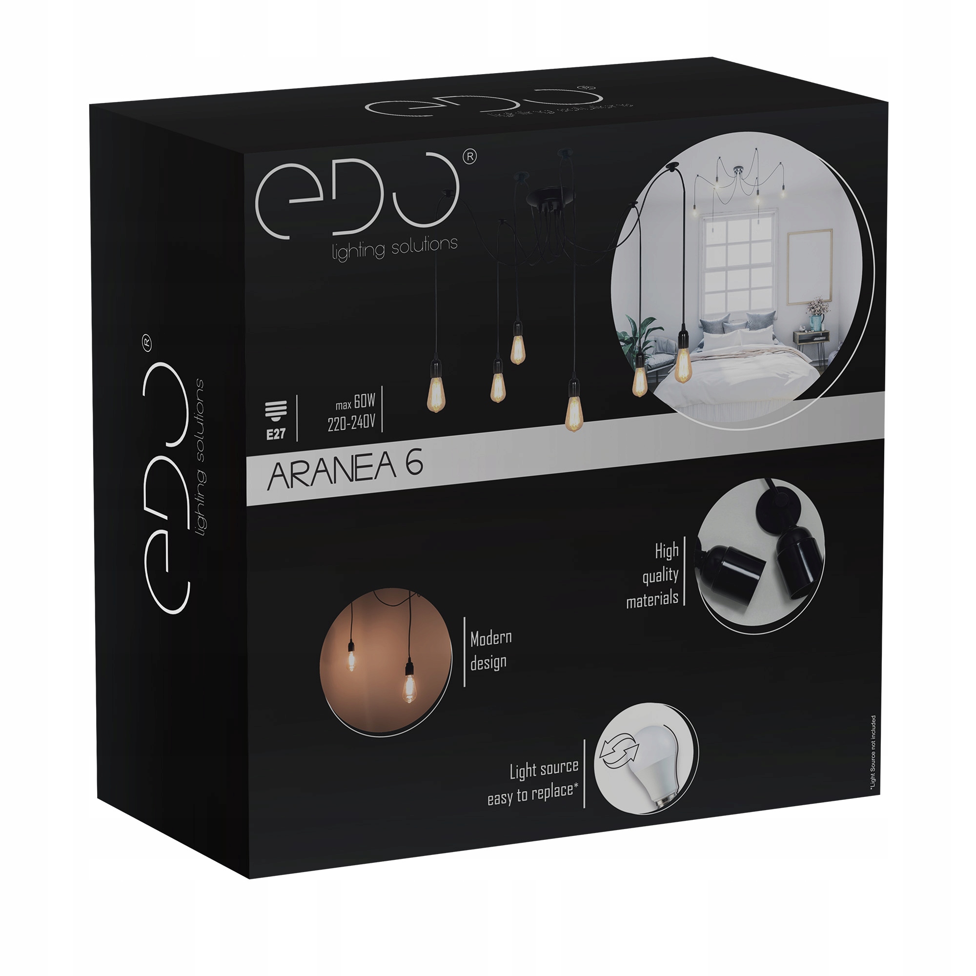 LAMPA SUFITOWA WISZĄCA ŻYRANDOL PAJĄK LOFT E27 LED EDO Zasilanie sieciowe