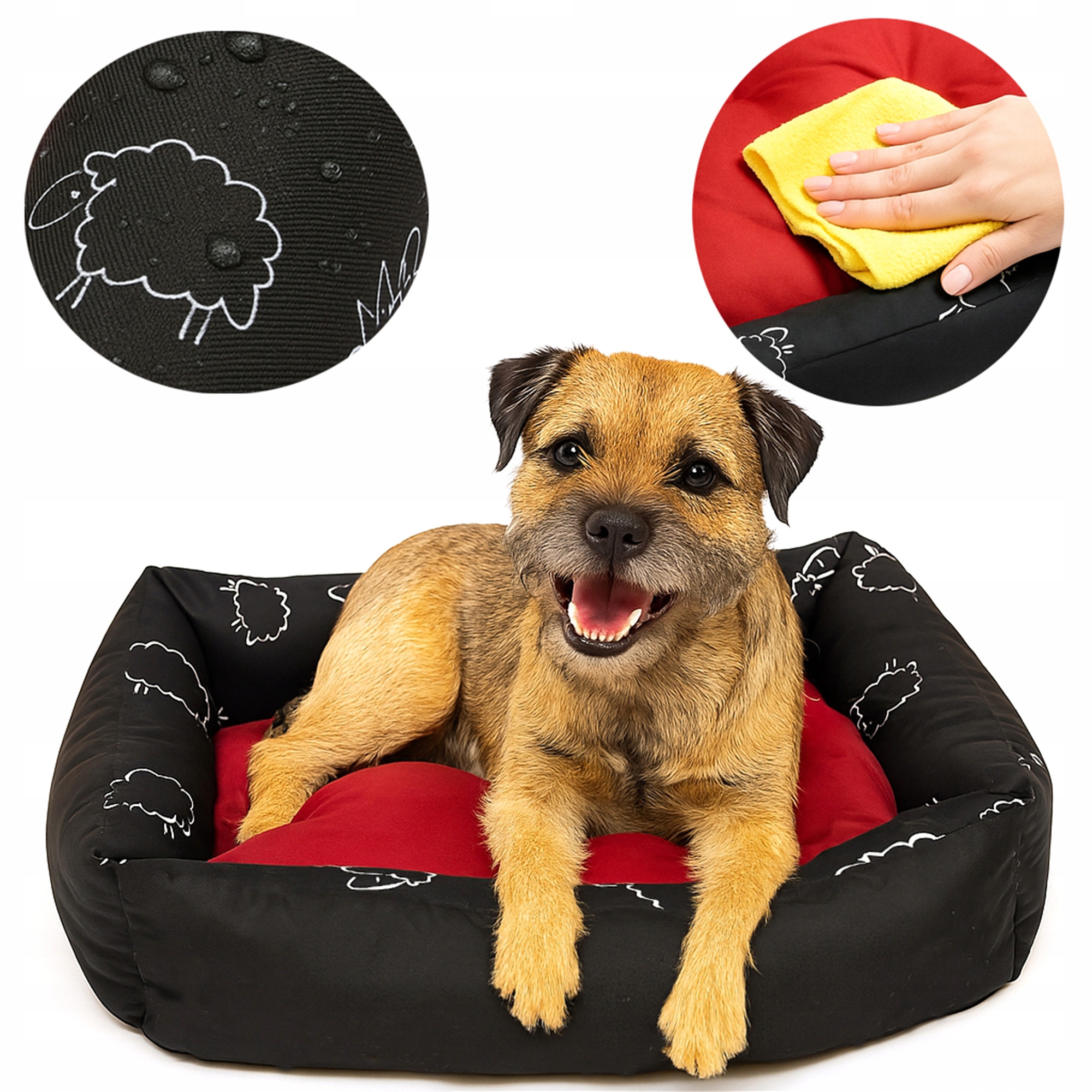 Levně Pelíšek pro malého psa, pohovka potah 70x55, Voděodolné Ovce Bordó