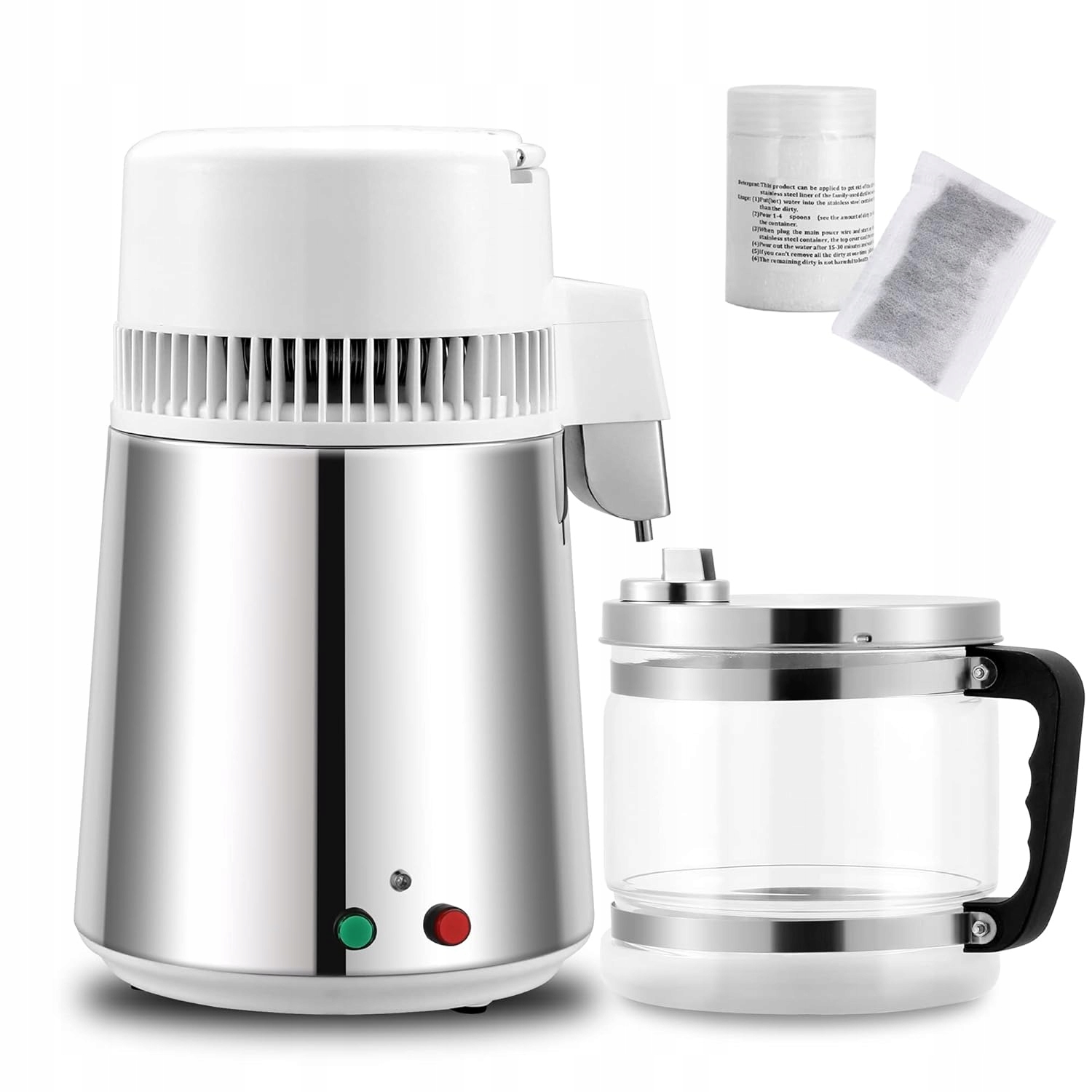 Spolehli Destylator wody ze stali nierdzewnej, ze szklanym dzbankiem 4L X12