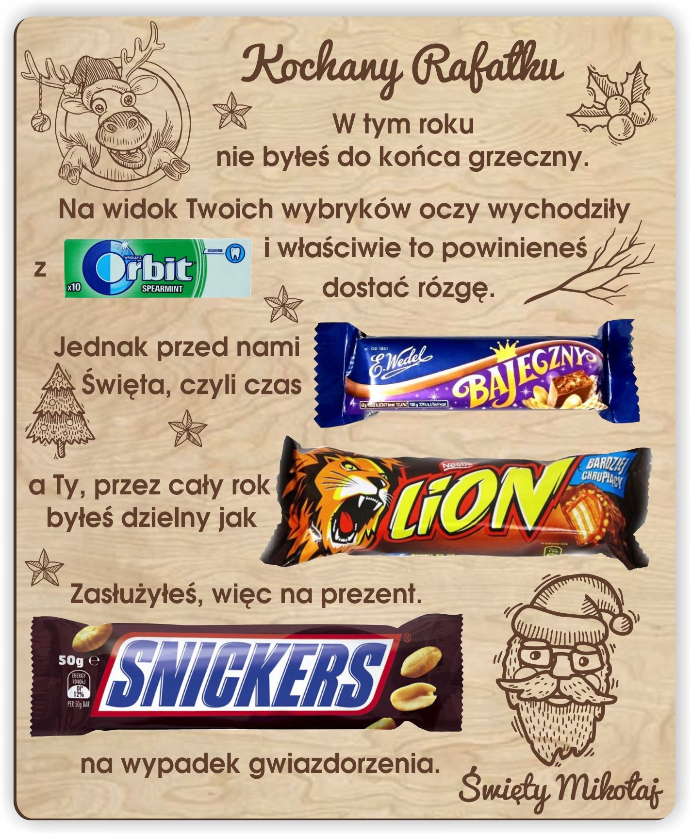 

tabliczka Słodycze od św Mikołaja