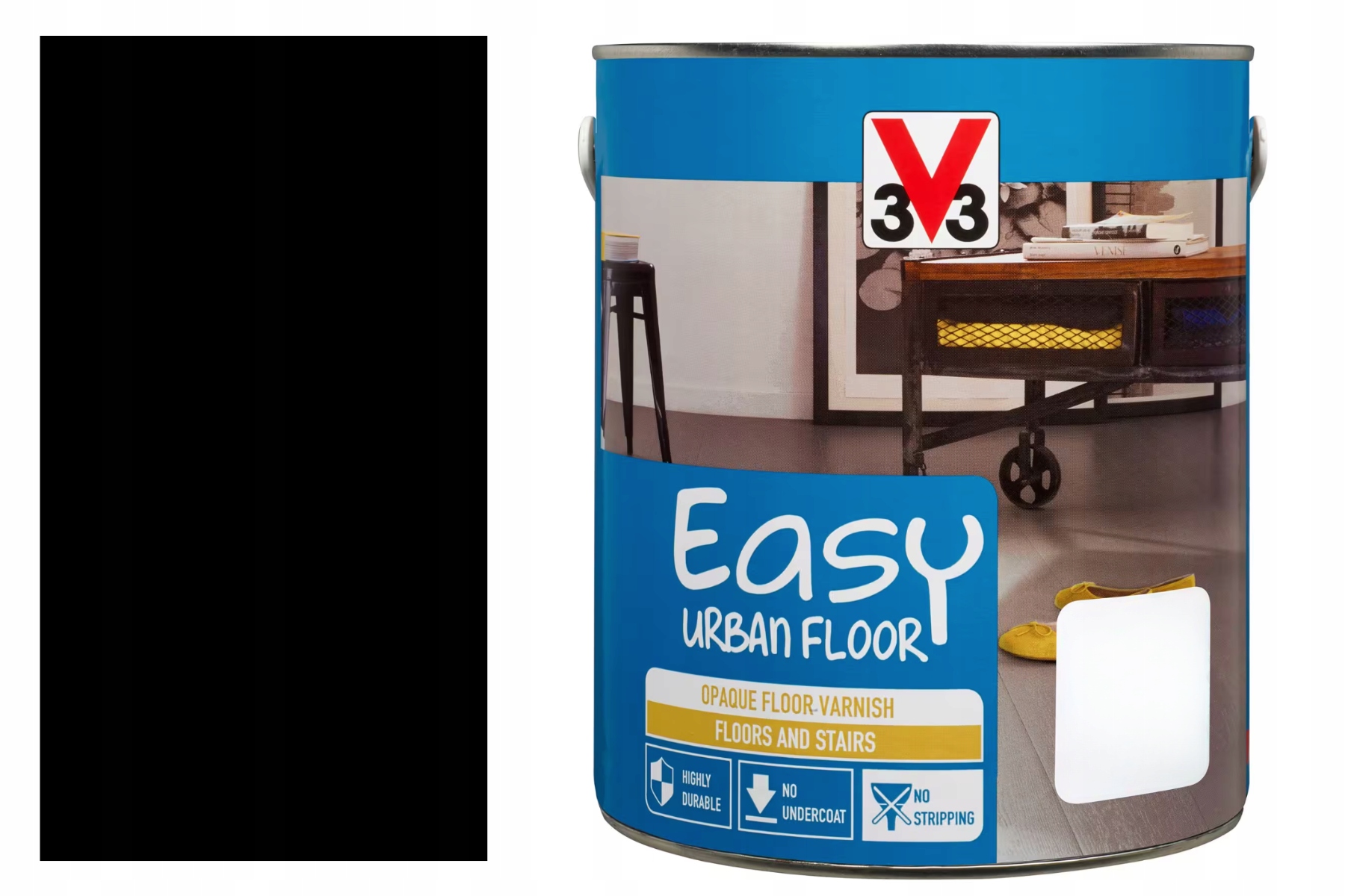 V33 Krycí lak na podlahy, parkety, hluboká černá barva, lesk 2,5 l