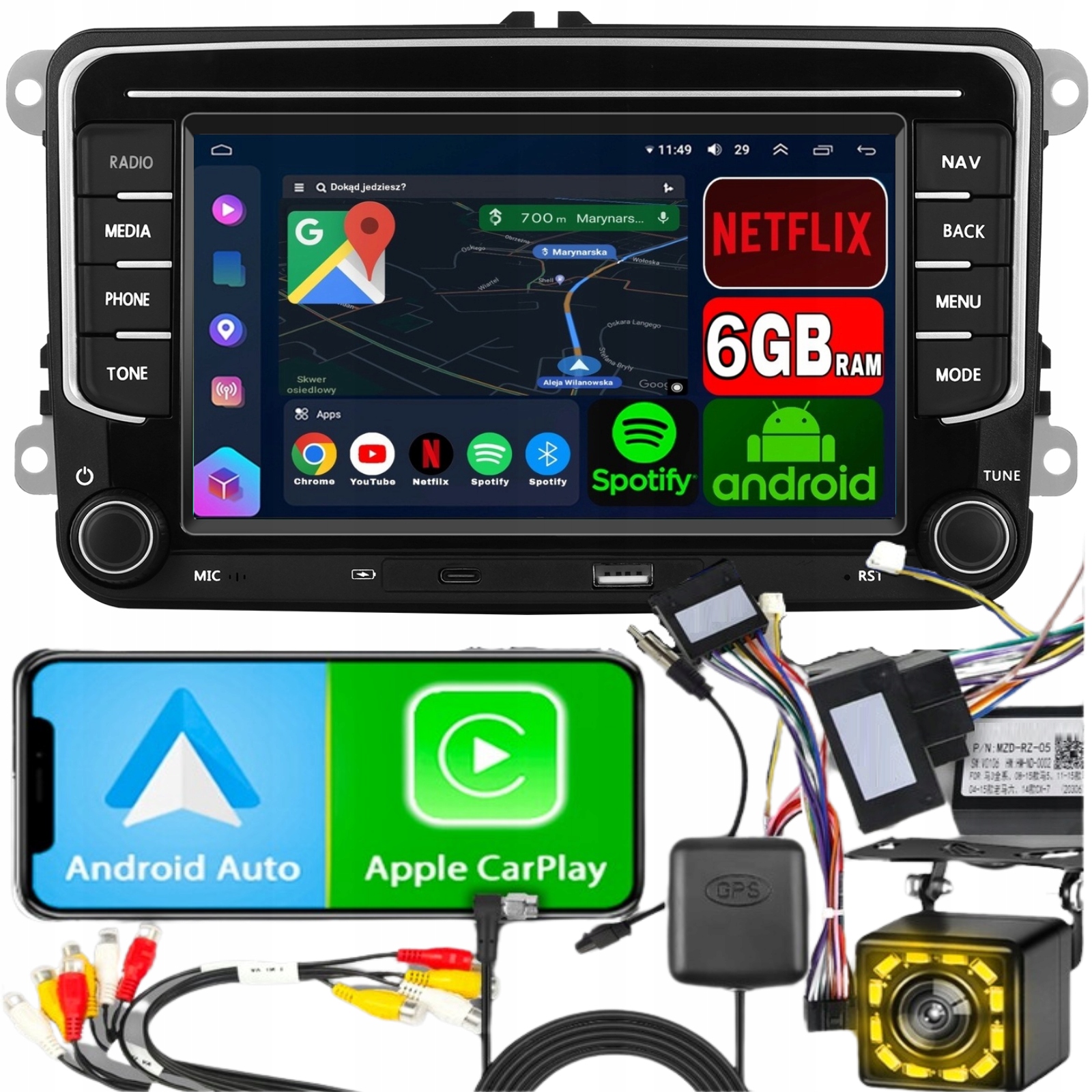 Radio pre Volkswagen Seat Skoda Vw Passat B6 B7 Golf 5 V 6 WiFi Android 6 Gb