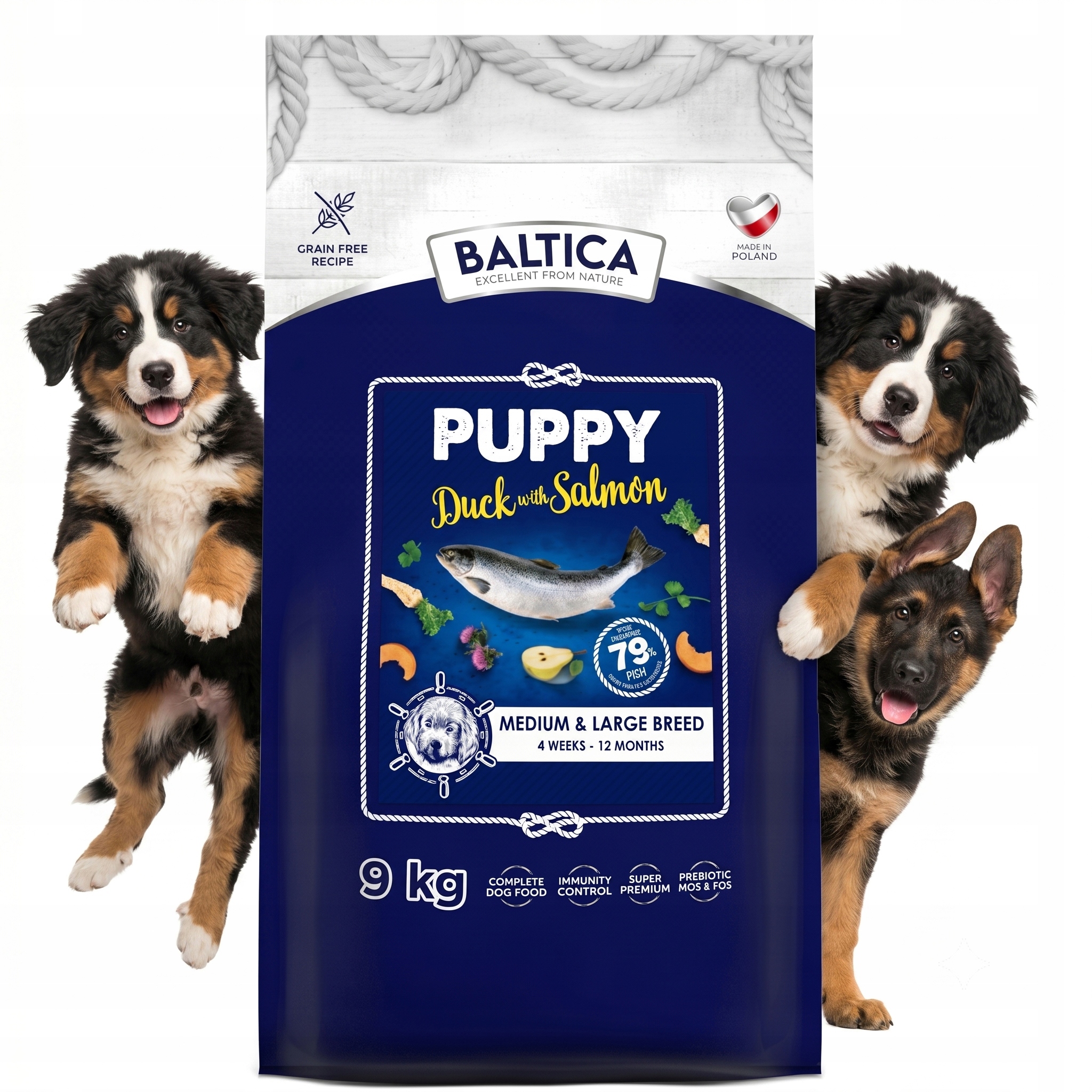 Baltica Puppy Salmon With Duck M/L 9KG Łosoś Z Kaczką Szczenięta Średnie
