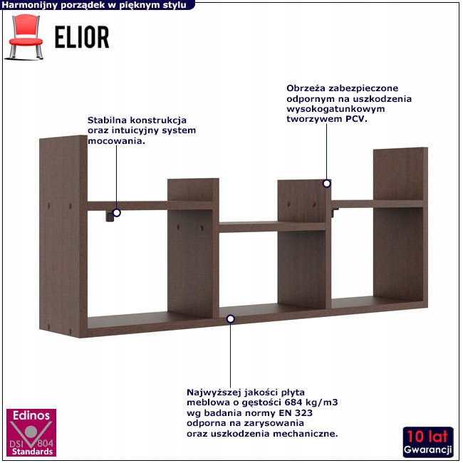 PÓŁKA WISZĄCA NOWOCZESNA SKANDYNAWSKA DO SYPIALNI Kod producenta P528VQYiA