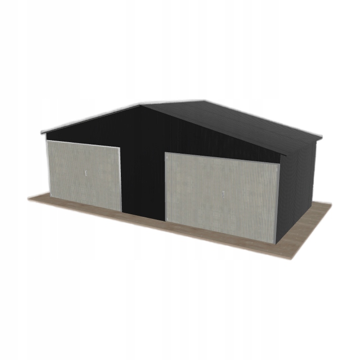 Plechová garáž 7.5 x 3.5 m dvoupolohová, dvoupolohová, černá
