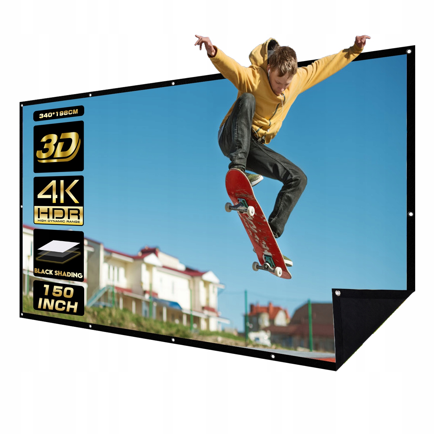 Ekran Projekcyjny 150'' 16:9 Przenośny 340×198cm Przenośny Z Torbą Transportową