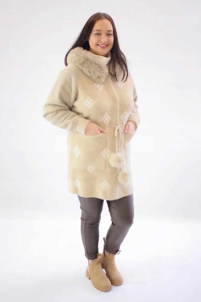 Kabát Alpaka s kožešinou béžový Uni