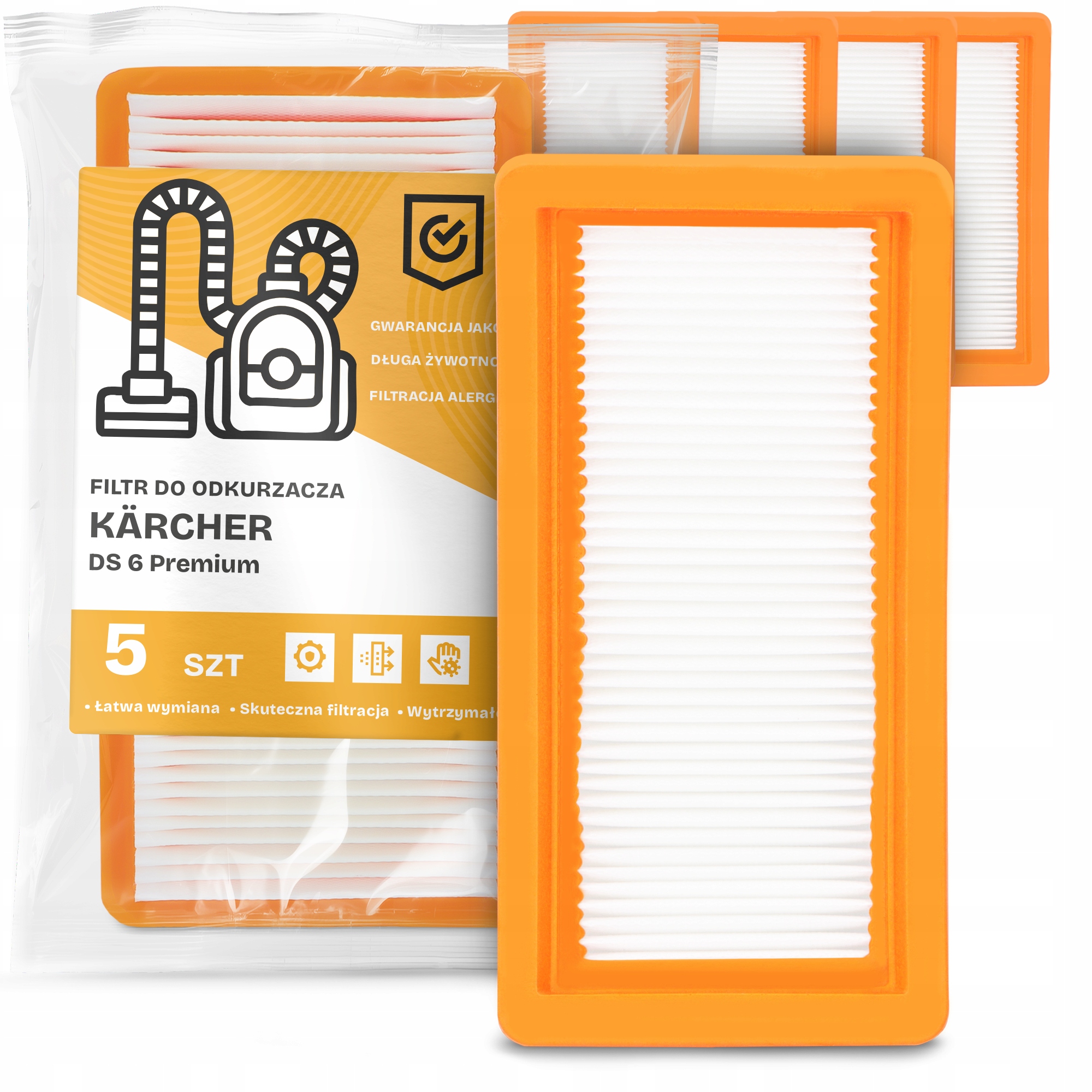 5 x Filtr Do Vysavače Kärcher Ds 6 Premium Omyvatelný vzduchový Filtr Em-w