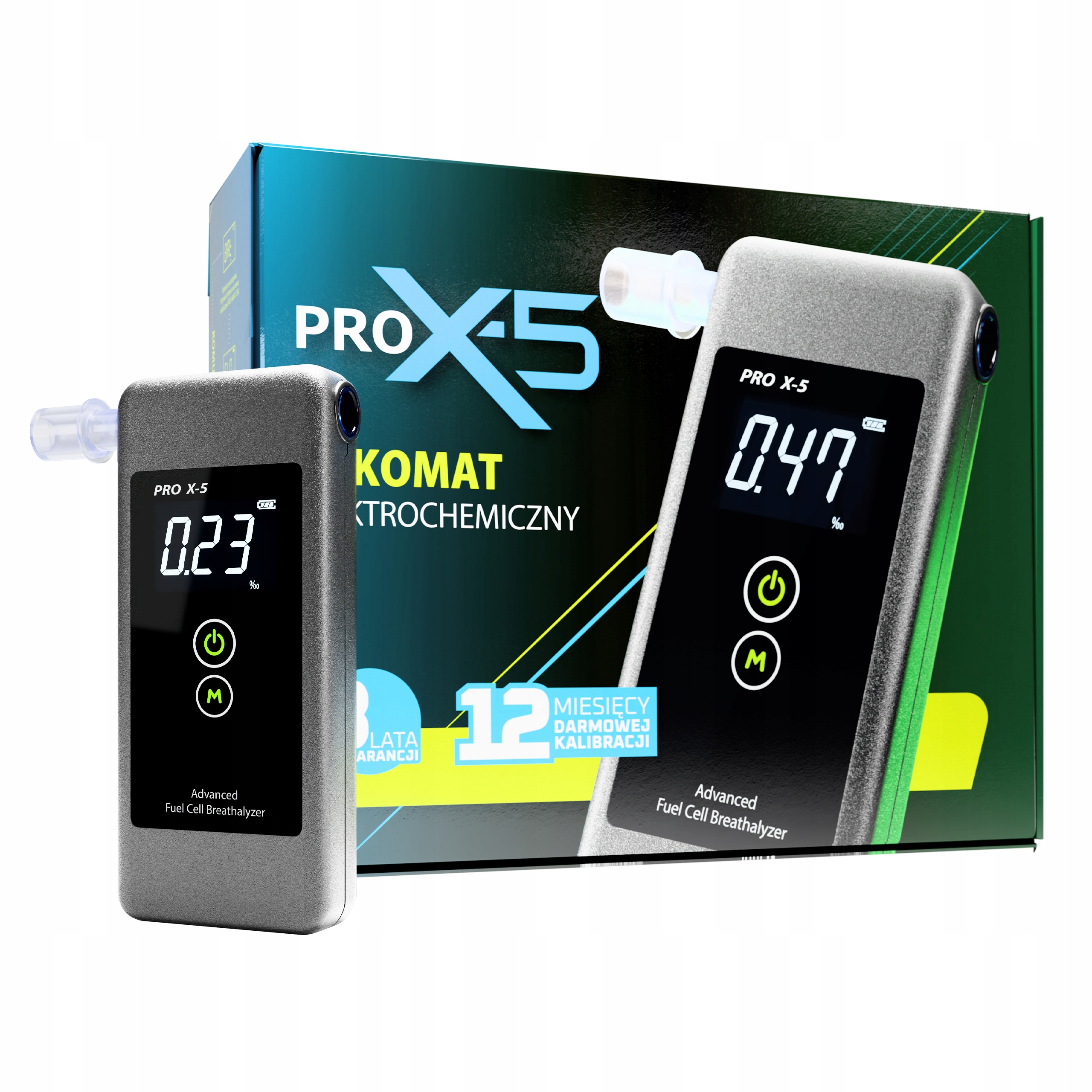 Alkomat Elektrochemiczny Pro X-5 Kalibracja Przed Wysyłką Ustnik Hologram