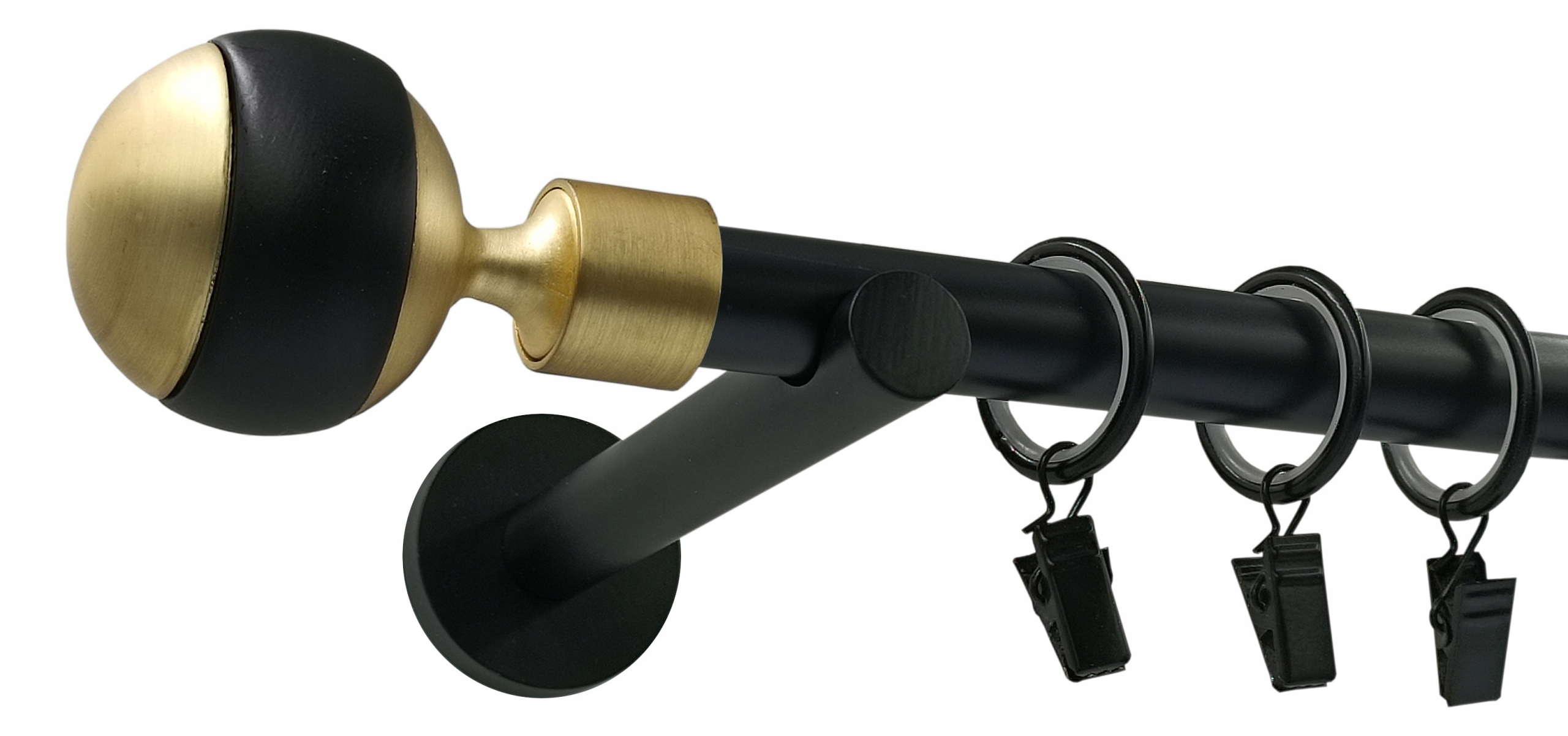 Garnýž Kovový jednoduchý fi 19 mm Černý Mat Kula Mix Zlatý 300 cm