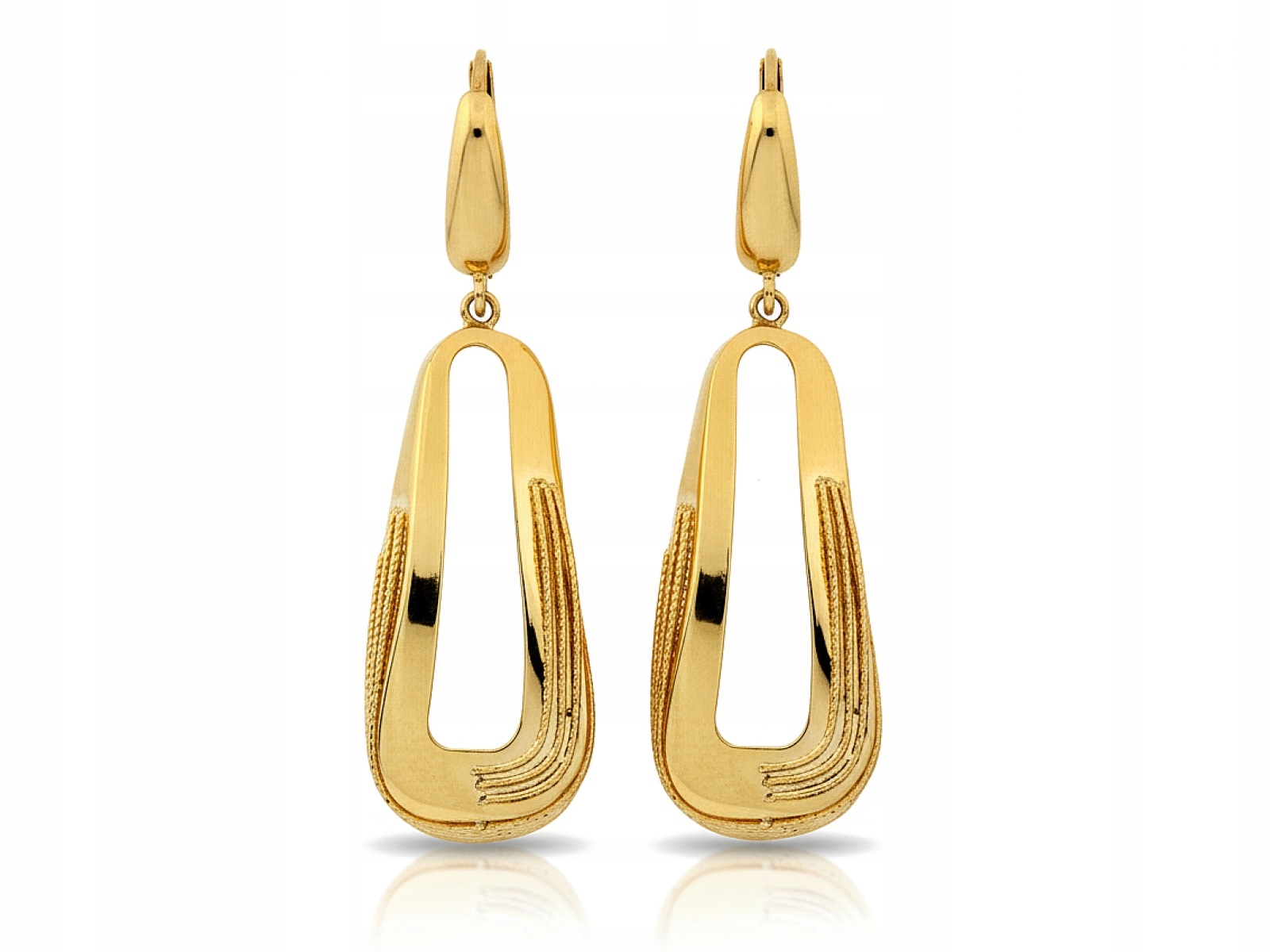 Náušnice ze zlata 585 dlouhé, velké, pevné, pohyblivé jako dárek