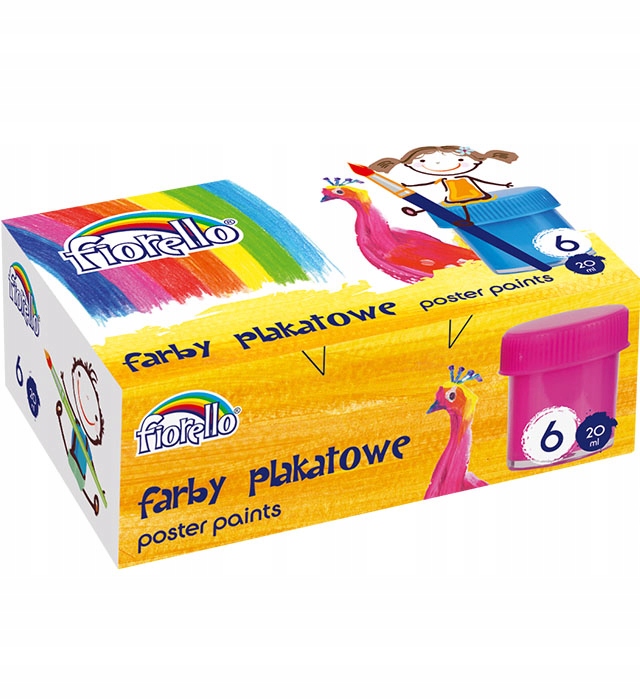 

Farby plakatowe Fiorello szkolne zmywalne 6 kol.