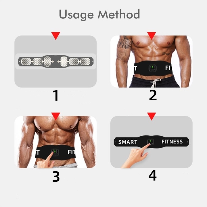 ELEKTROSTYMULATOR PAS MASAŻER WIBRUJĄCY ODCHUDZAJĄCY DO MIĘŚNI BRZUCHA 6W1 Obwód w pasie 60-130 cm