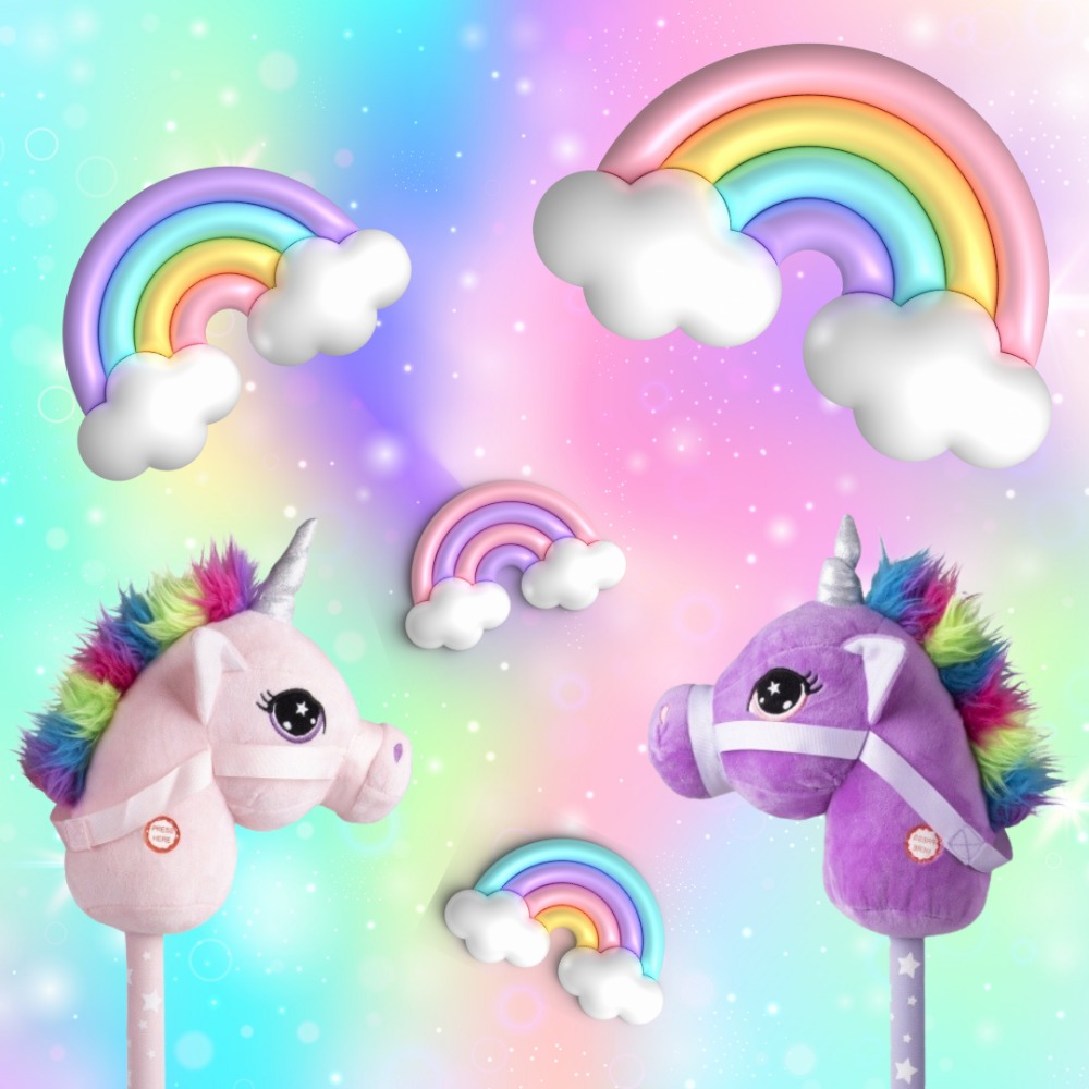 GŁOWA JEDNOROŻCA NA KIJU HOBBY HORSE PLUSZOWY Materiał tkanina