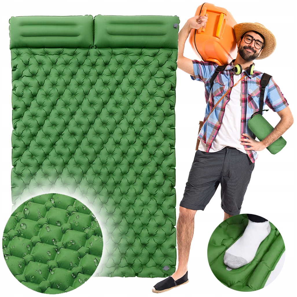 Materac dwuosobowy pompka wody spania plażowy mata wodoodporny z zagłówkiem