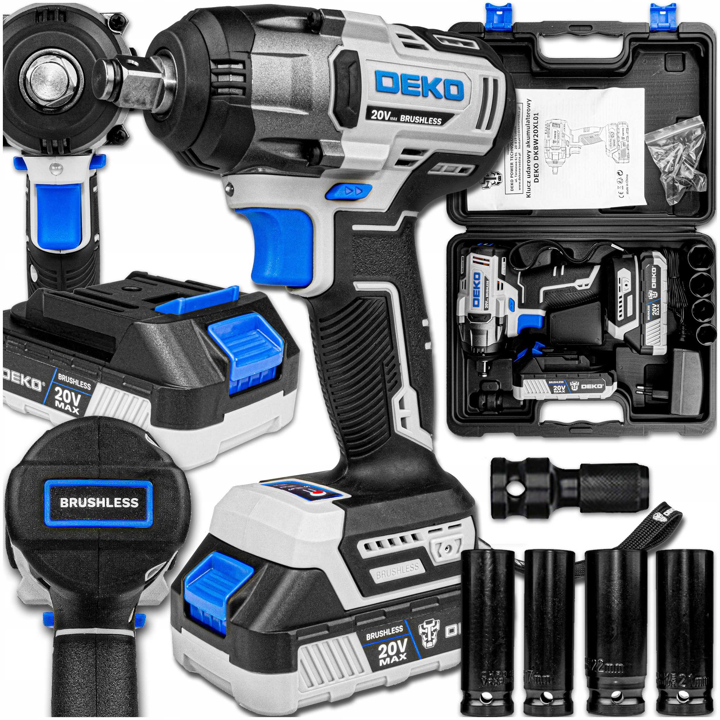 Akumulátorový Rázový Utahovák Bezkartáčový 1/2'' Na Kola 350 Nm Deko Nástrčné Klíče