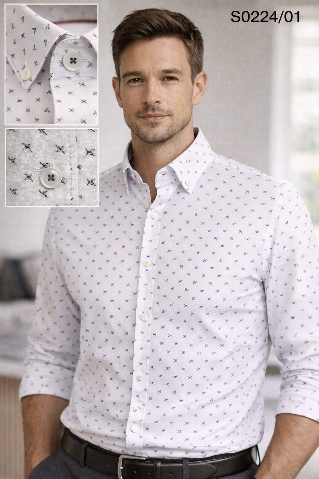 Ego Man košile pánská S0224-01 slim fit M bílá