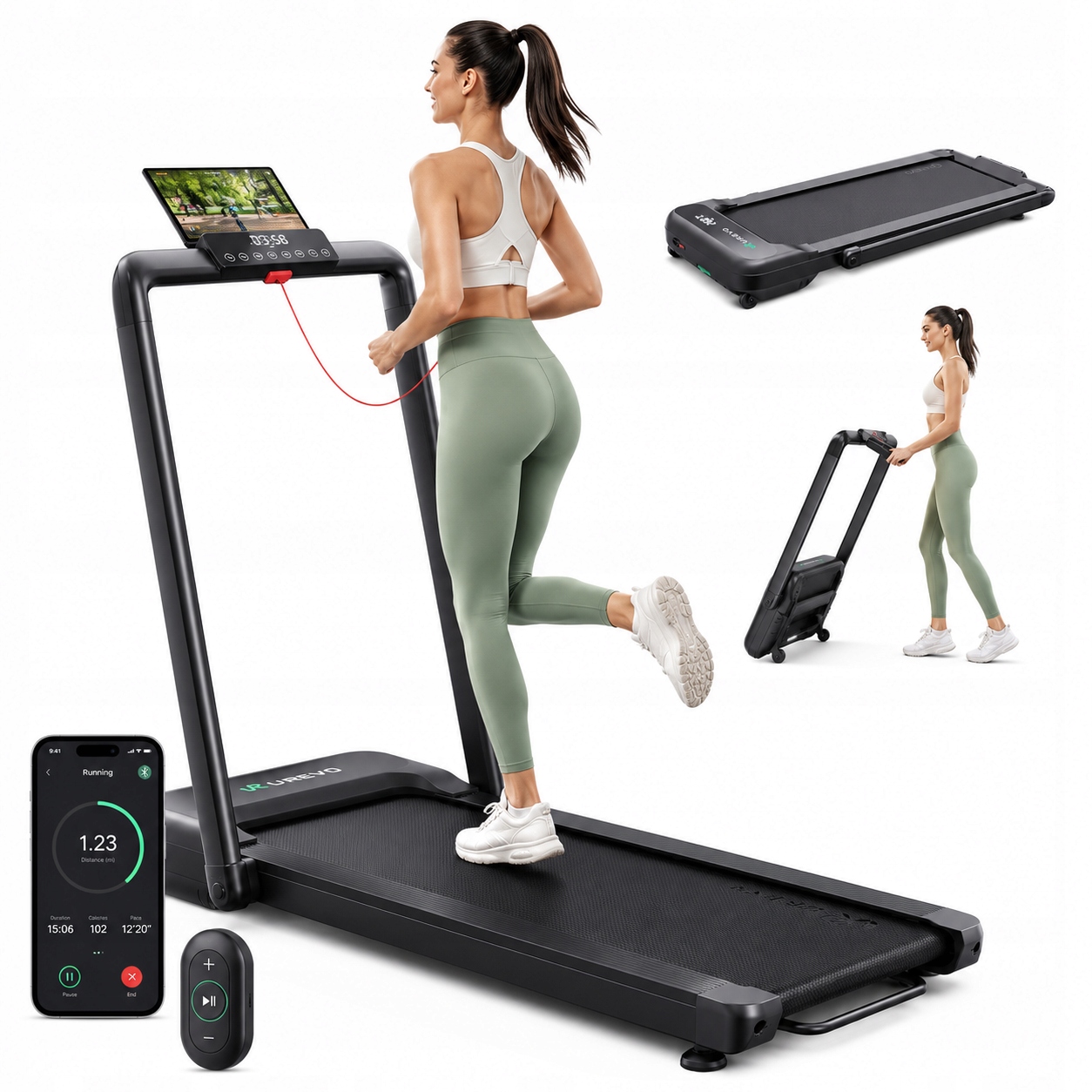 Urevo Strol 2S Pro Składana Domowa Elektryczna Bieżnia Treadmill Pod Łóżko