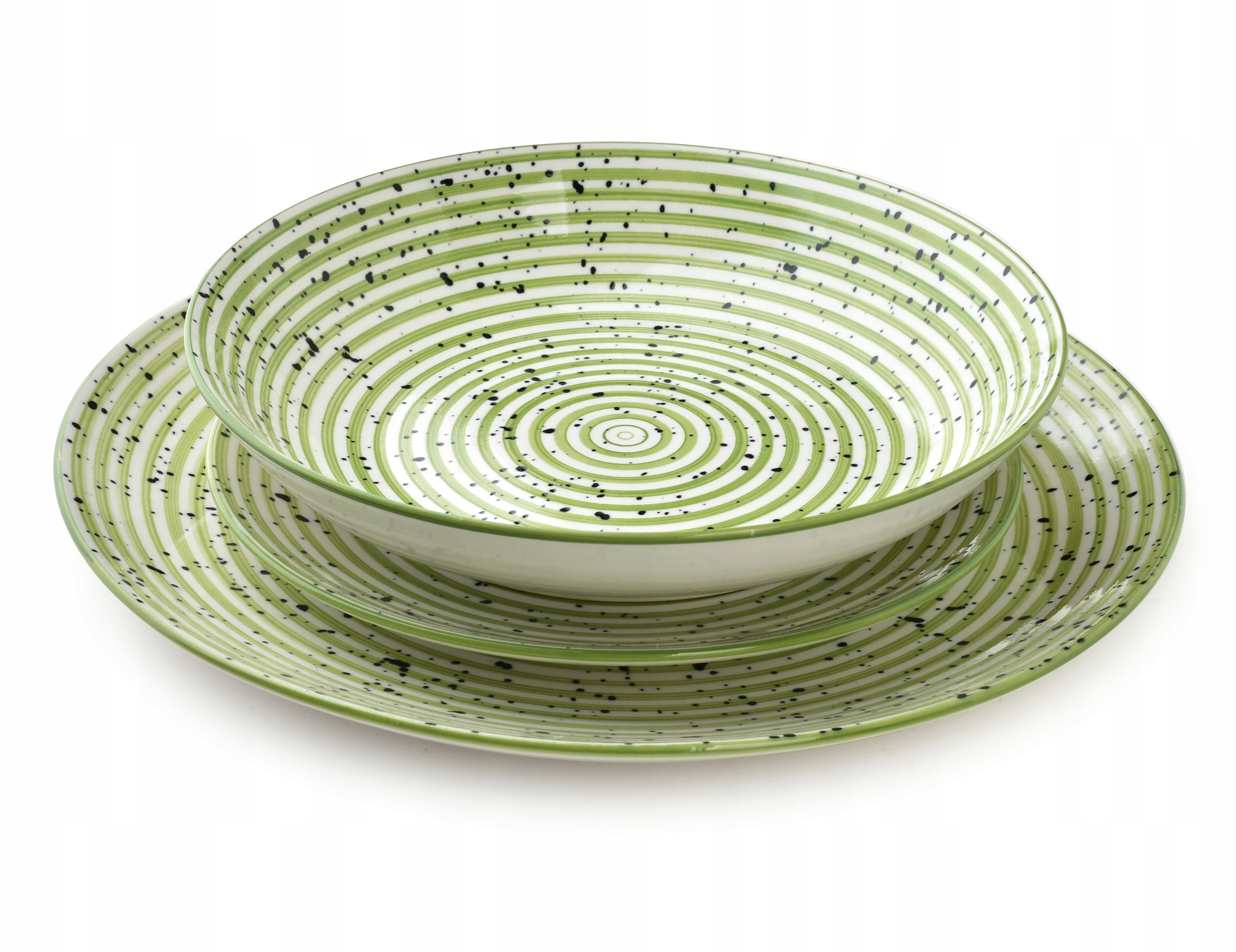 Stripes Green Obedový komplet 18 ks 27/19/20 cm miska 550 ml