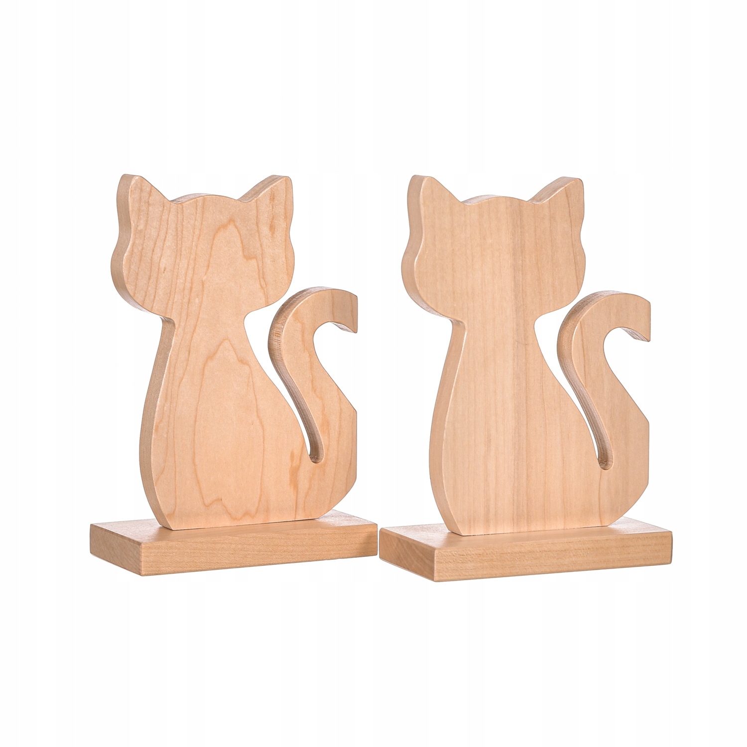 Jasne drewniane podpórki na książki (kotki)