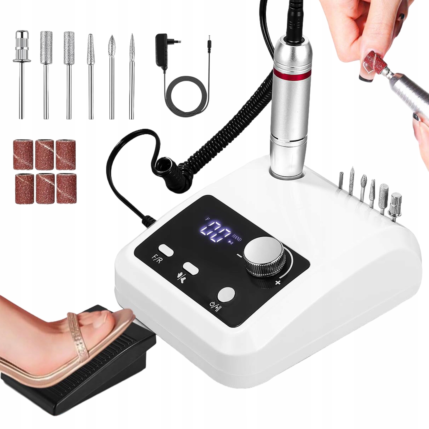 Frezarka Do Paznokci Manicure Pedicure Profesjonalna Mocna Zestaw LCD 220V
