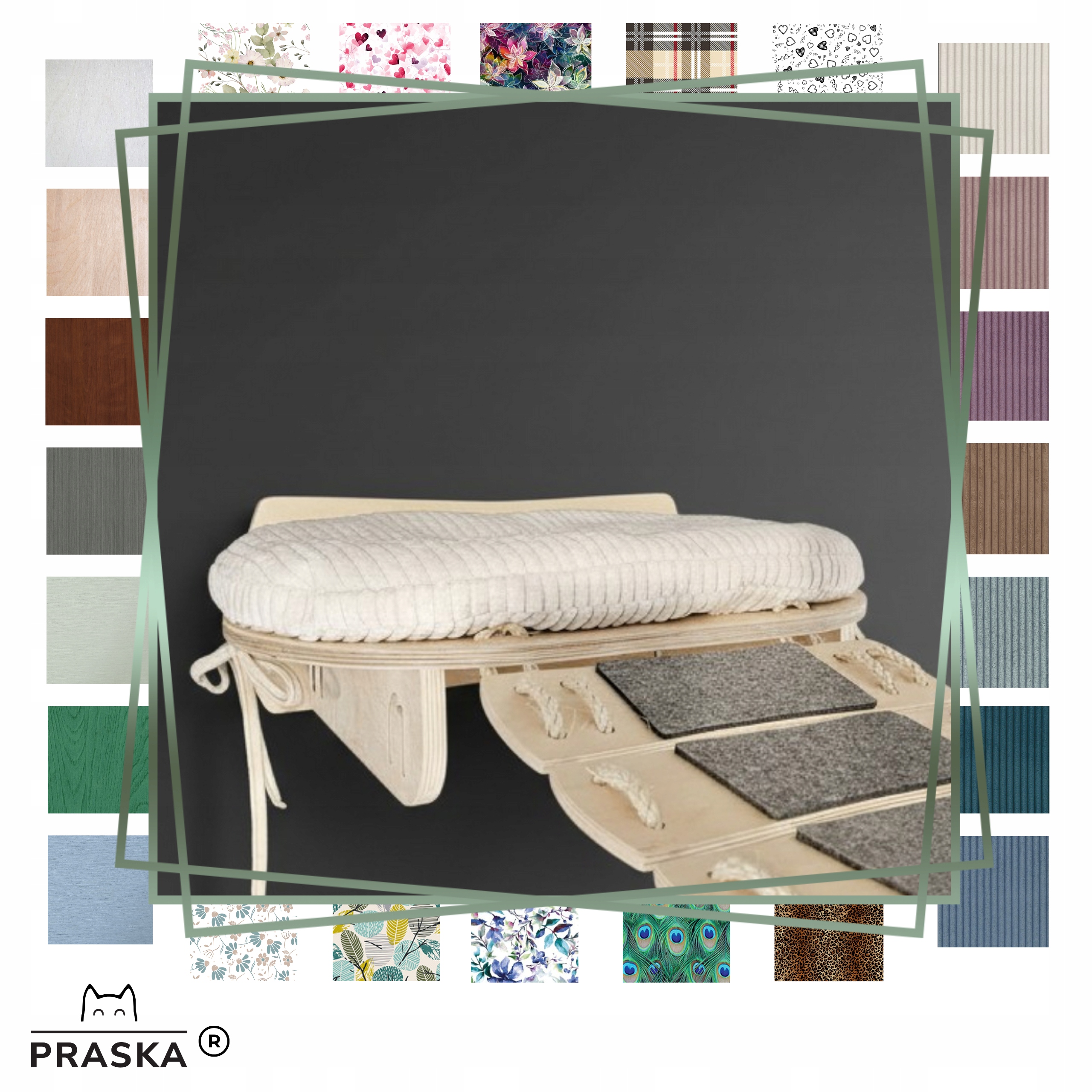 Levně Praska polička na zeď pro kočky Ovalrest Connect 50x53 cm, překližka Barva